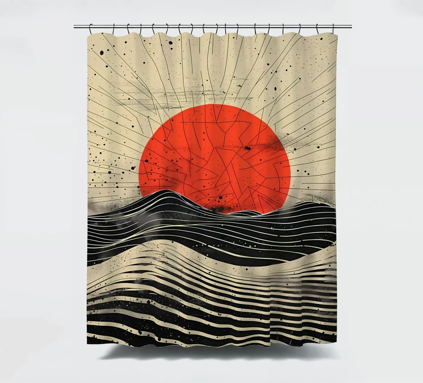 Scharlachrote Sonnenfinsternis Duschvorhang von James M Coyle