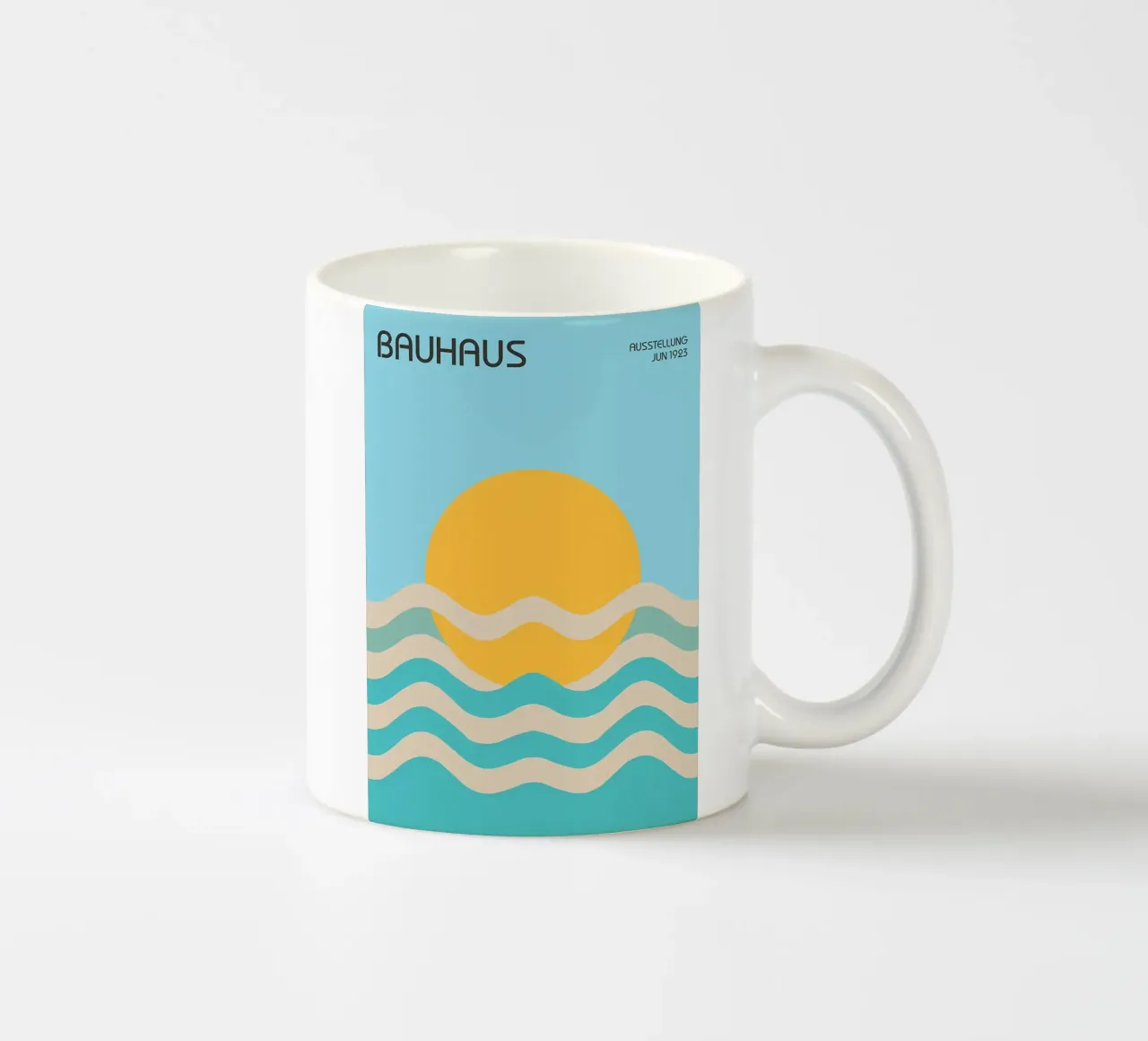Bauhaus Sole e onde tazza in ceramica da James M Coyle