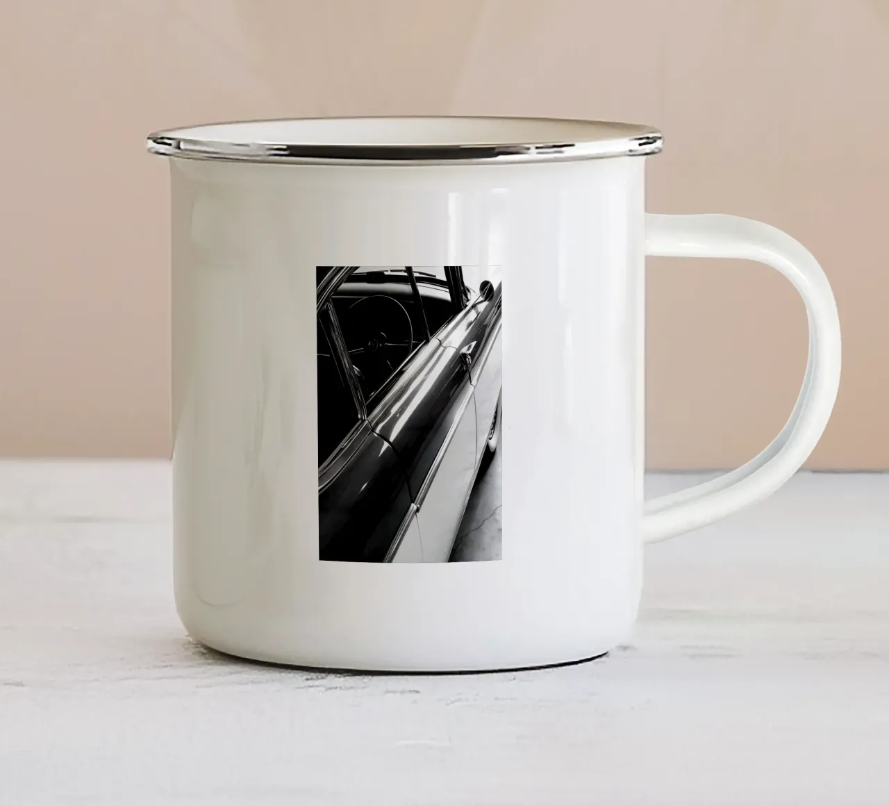 Auto d'epoca monocromatiche tazza in smalto da CAR EDITION