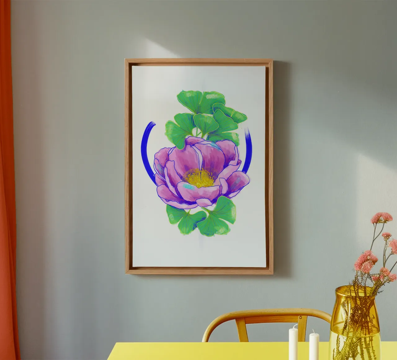 Pivoine 2 canvas met Baklijst van Klo~