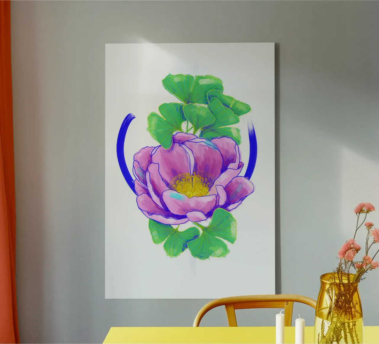 Pivoine 2 canvas met Baklijst van Klo~