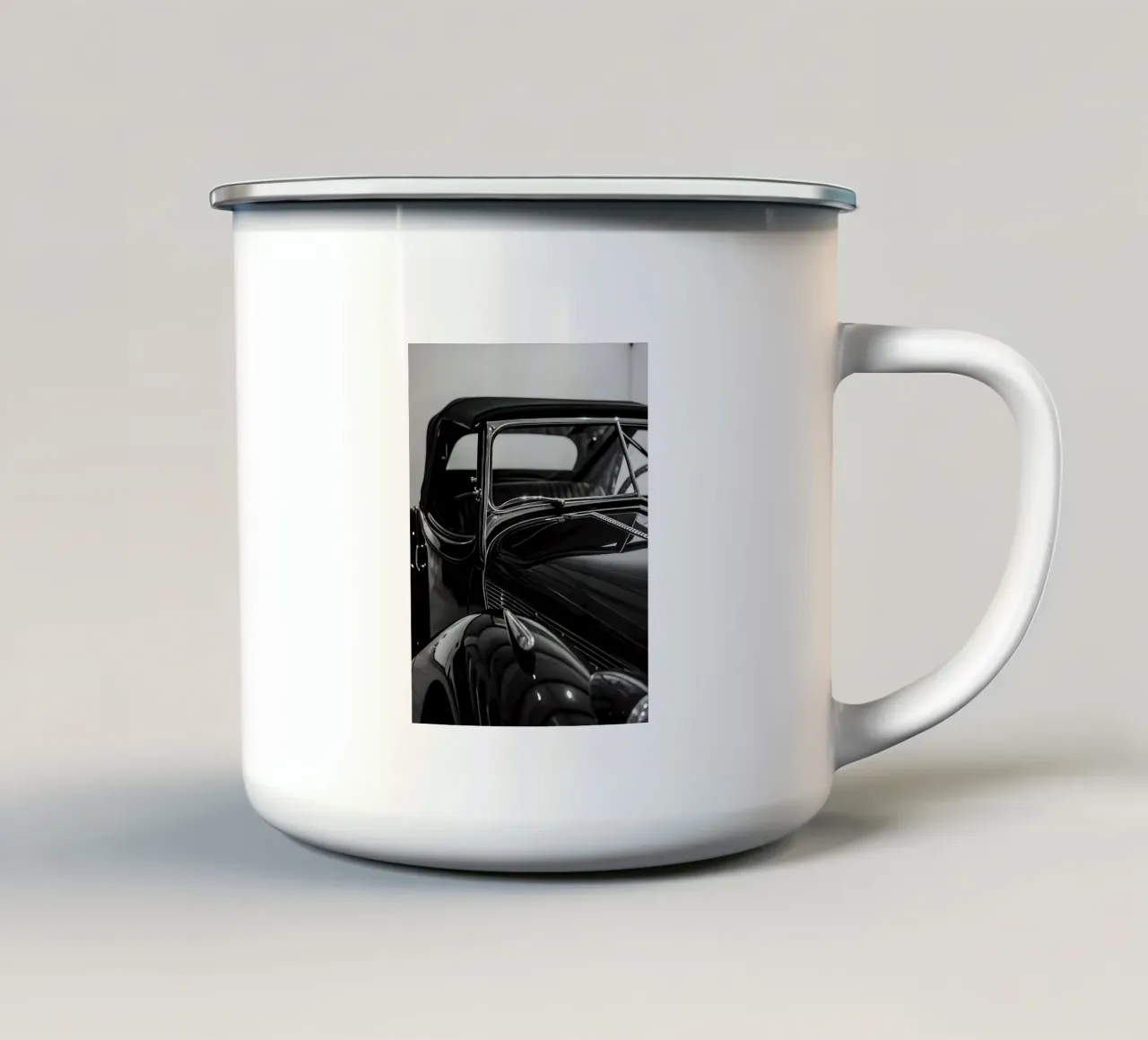 Auto d'epoca monocromatica tazza in smalto da CAR EDITION