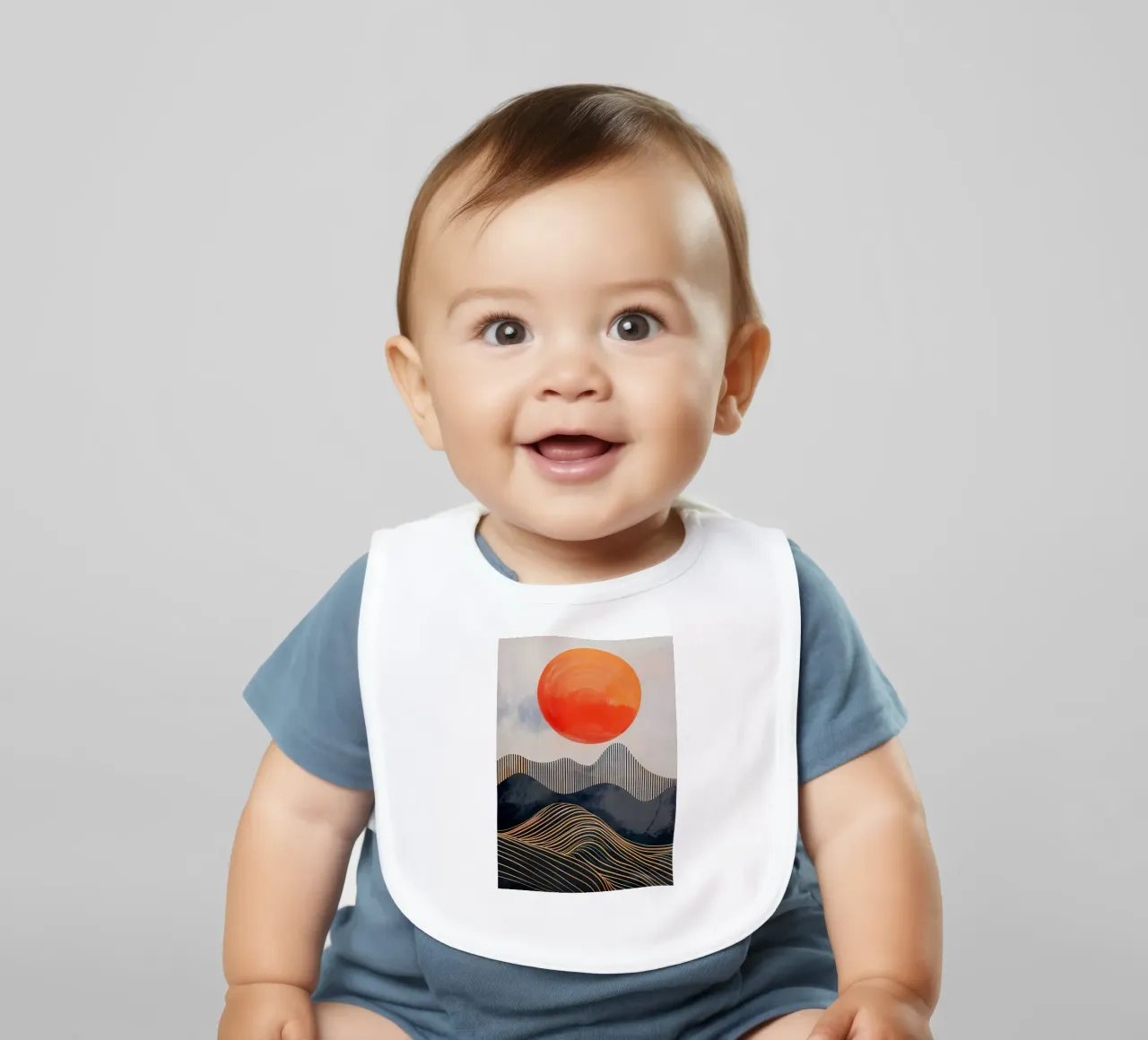 Tangerine Tide baby bib by James M Coyle