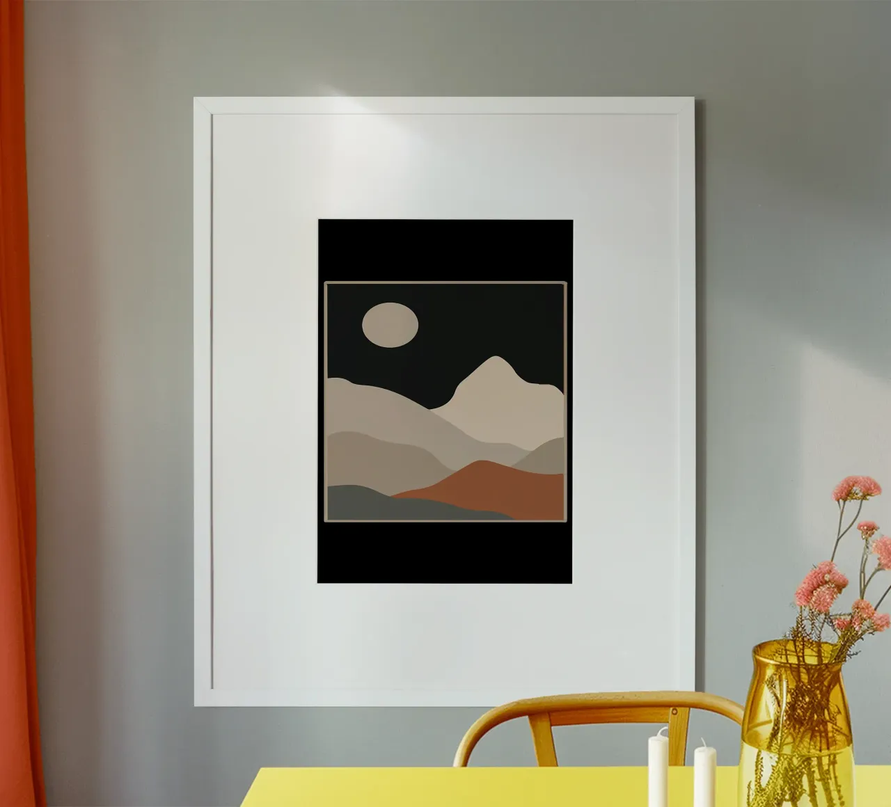 Vintage Line Art Retro poster with wooden frame by James M Coyle