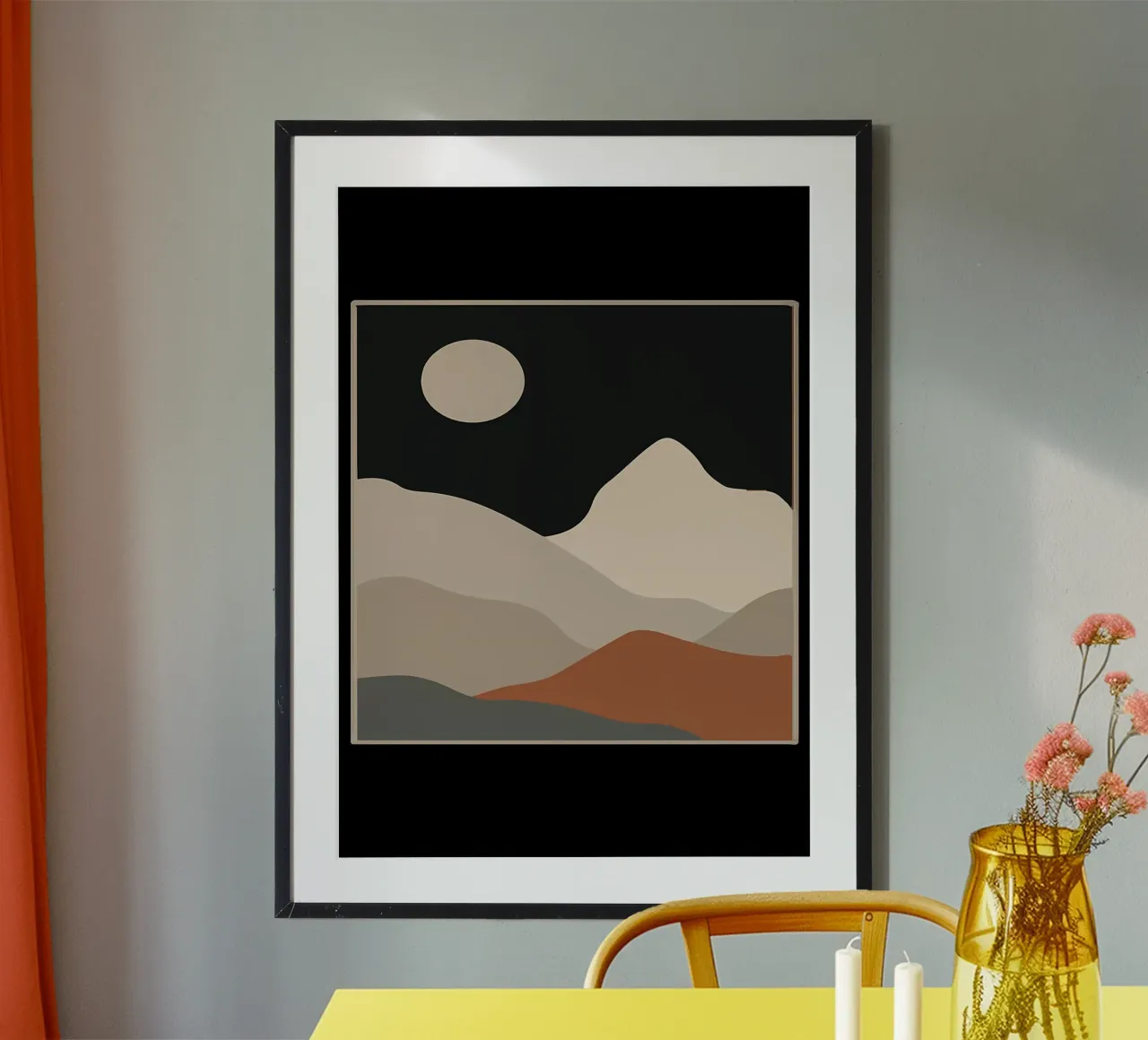 Vintage Line Art Retro poster with wooden frame by James M Coyle