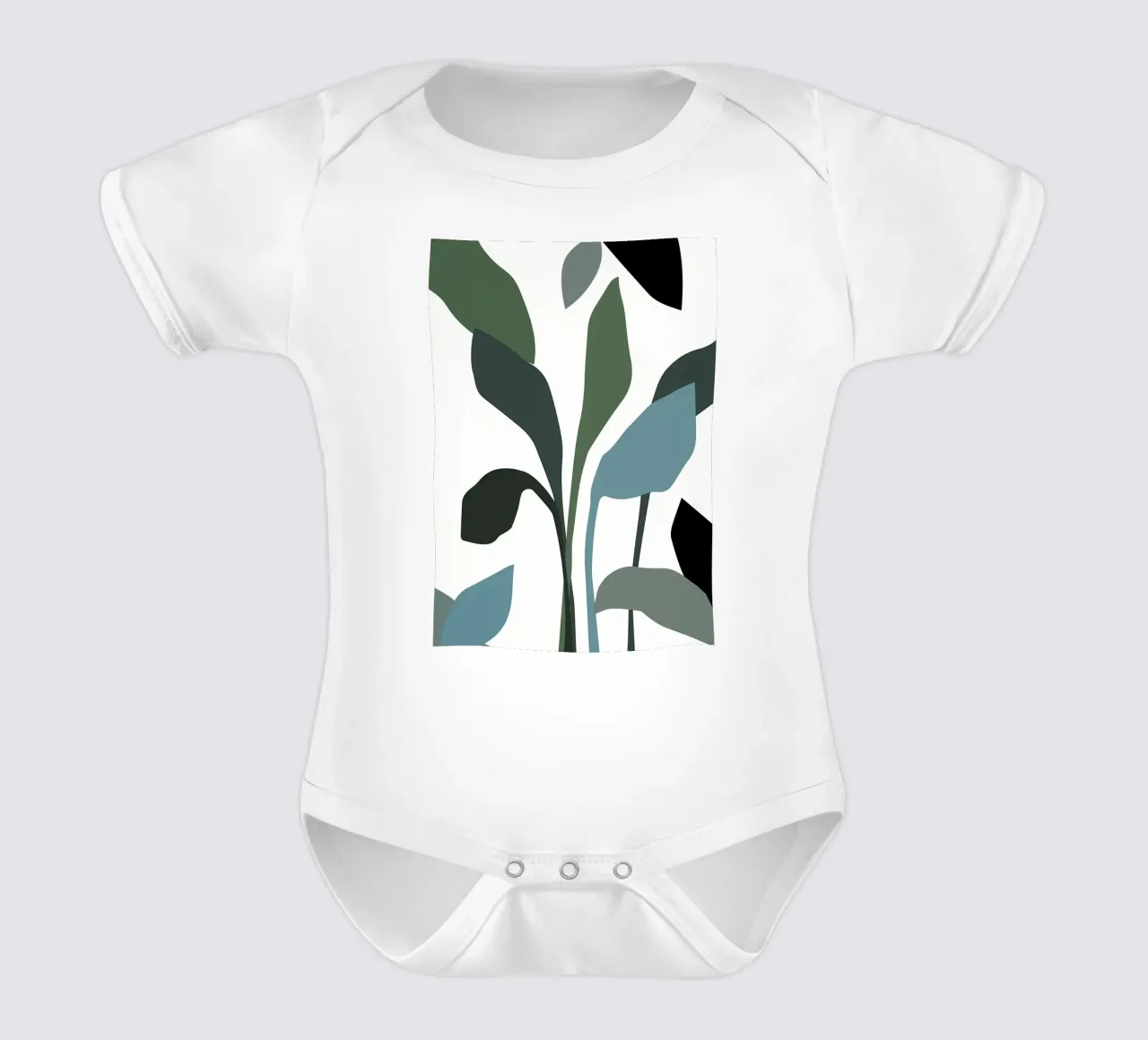 summer leaf short-sleeve baby romper by Rebecca Clark Wyrick