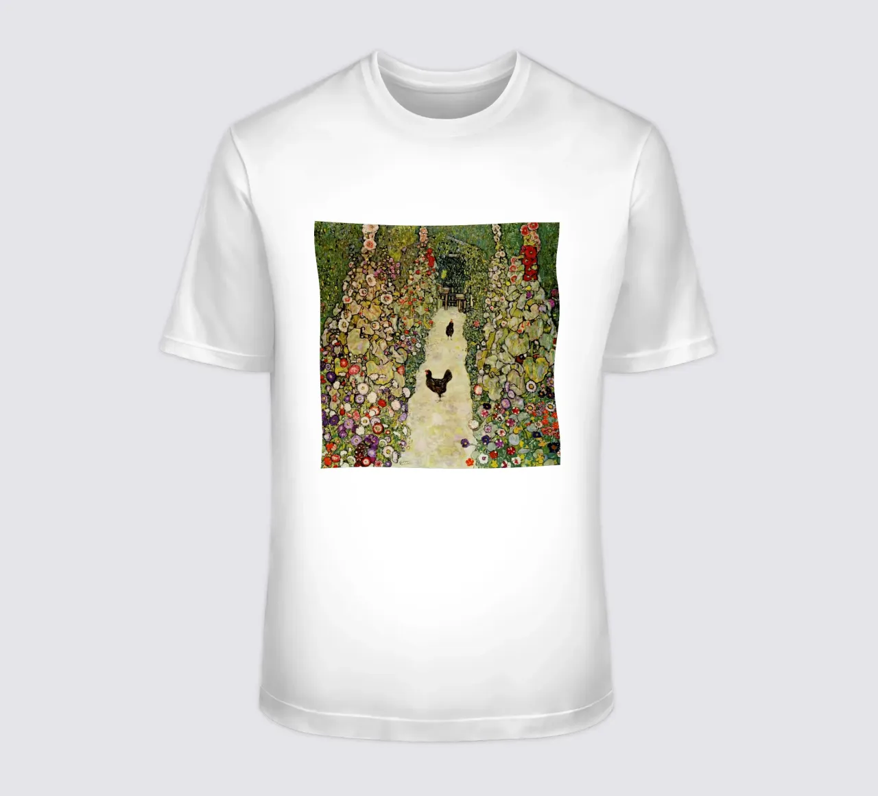 Klimt - Garden Path with Hens t-shirt da ARTOTHEK