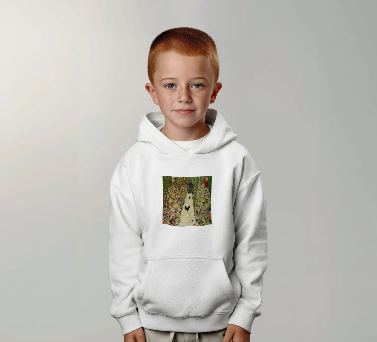 Klimt - Garden Path with Hens felpa bambino con cappuccio da ARTOTHEK