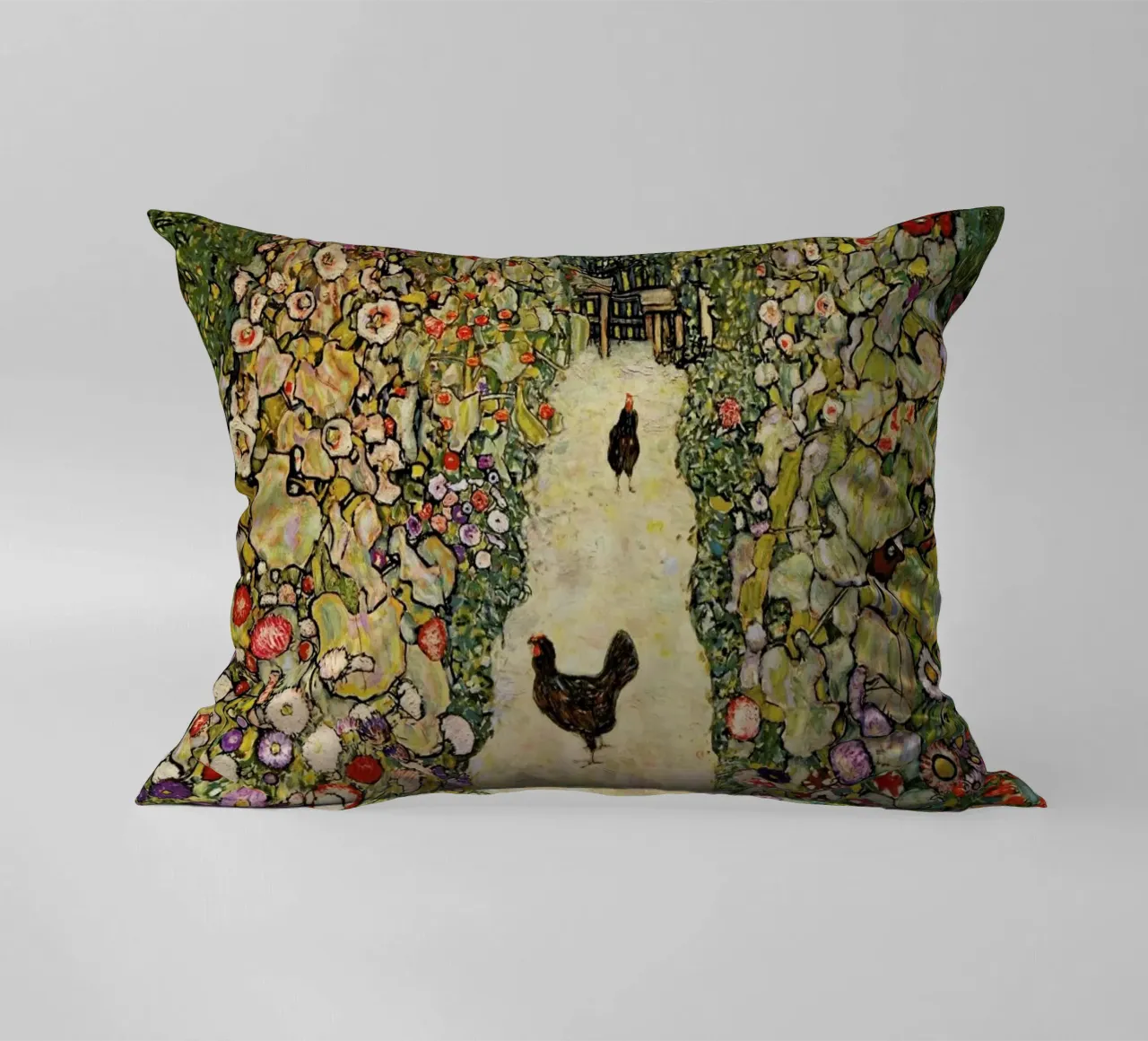 Klimt - Garden Path with Hens cuscino da ARTOTHEK