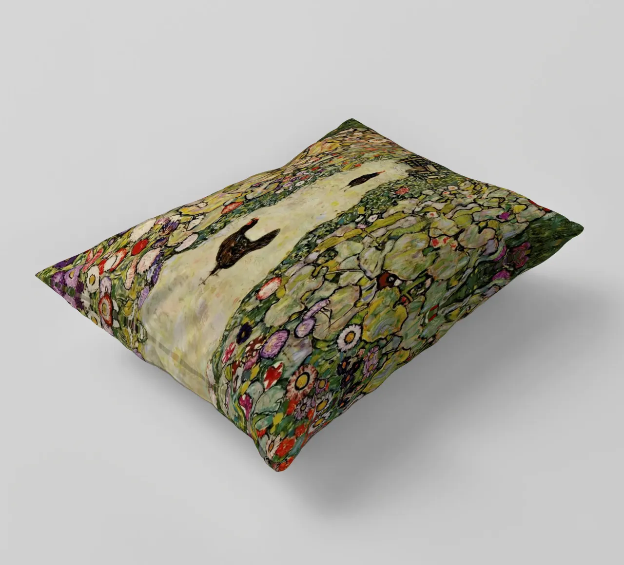 Klimt - Garden Path with Hens cuscino da ARTOTHEK