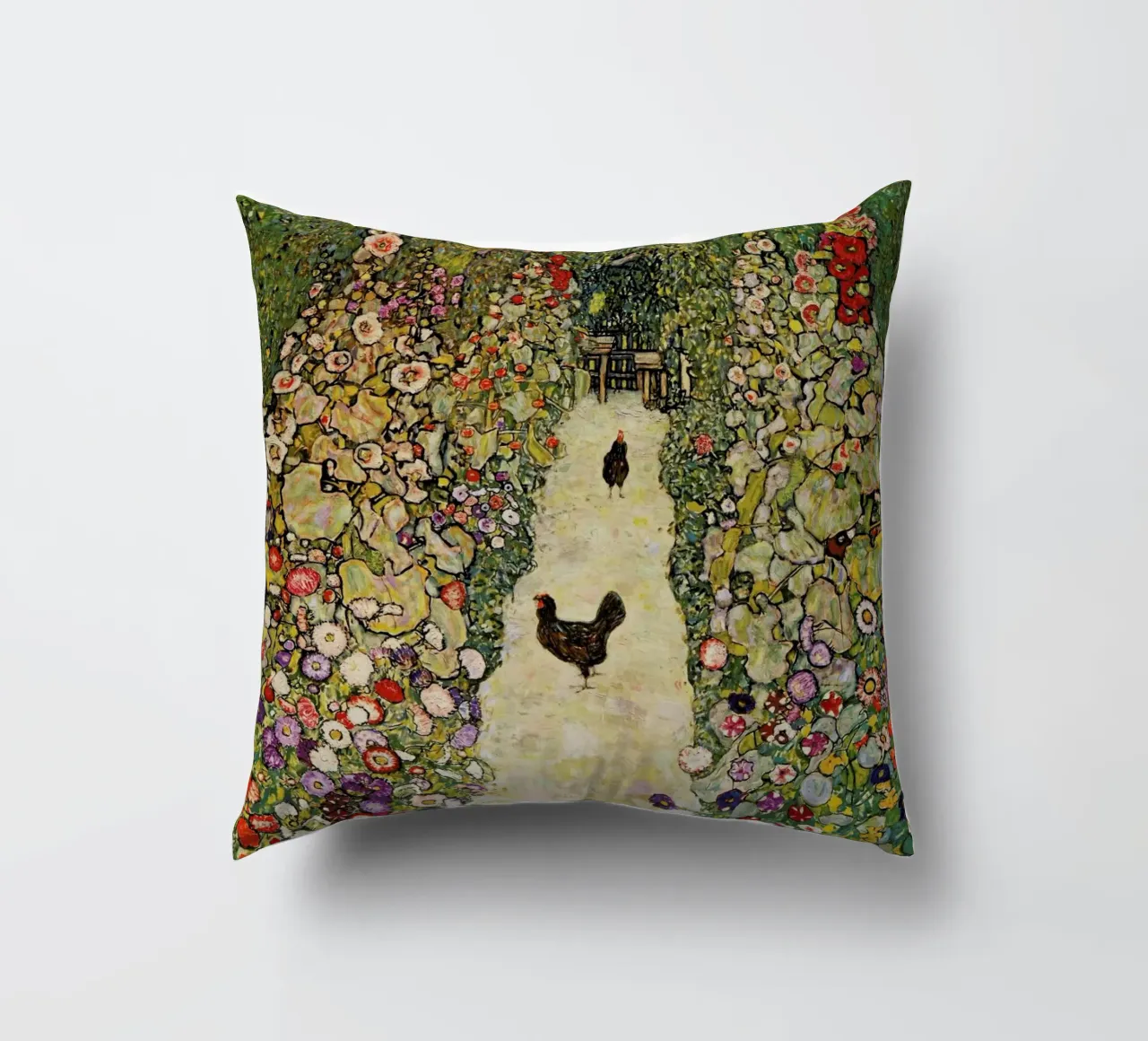 Klimt - Garden Path with Hens cuscino da ARTOTHEK