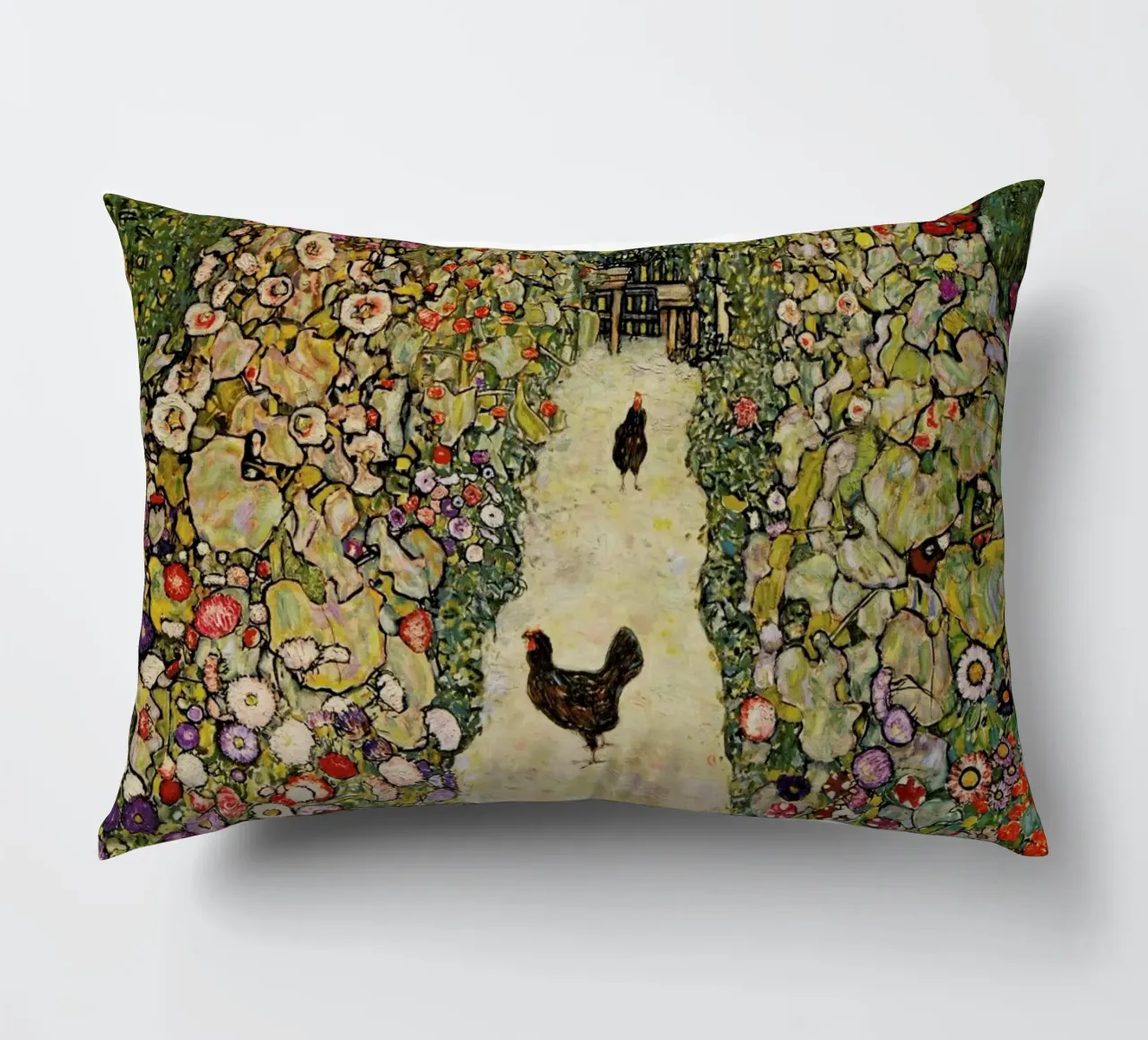 Klimt - Garden Path with Hens cuscino da ARTOTHEK