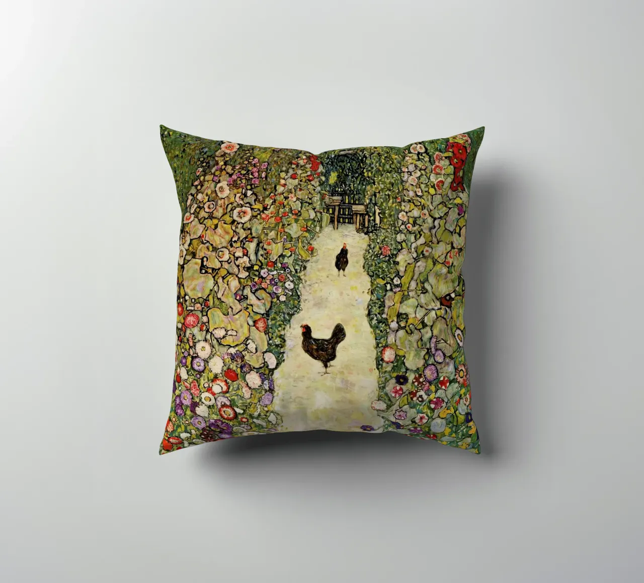 Klimt - Garden Path with Hens cuscino da ARTOTHEK