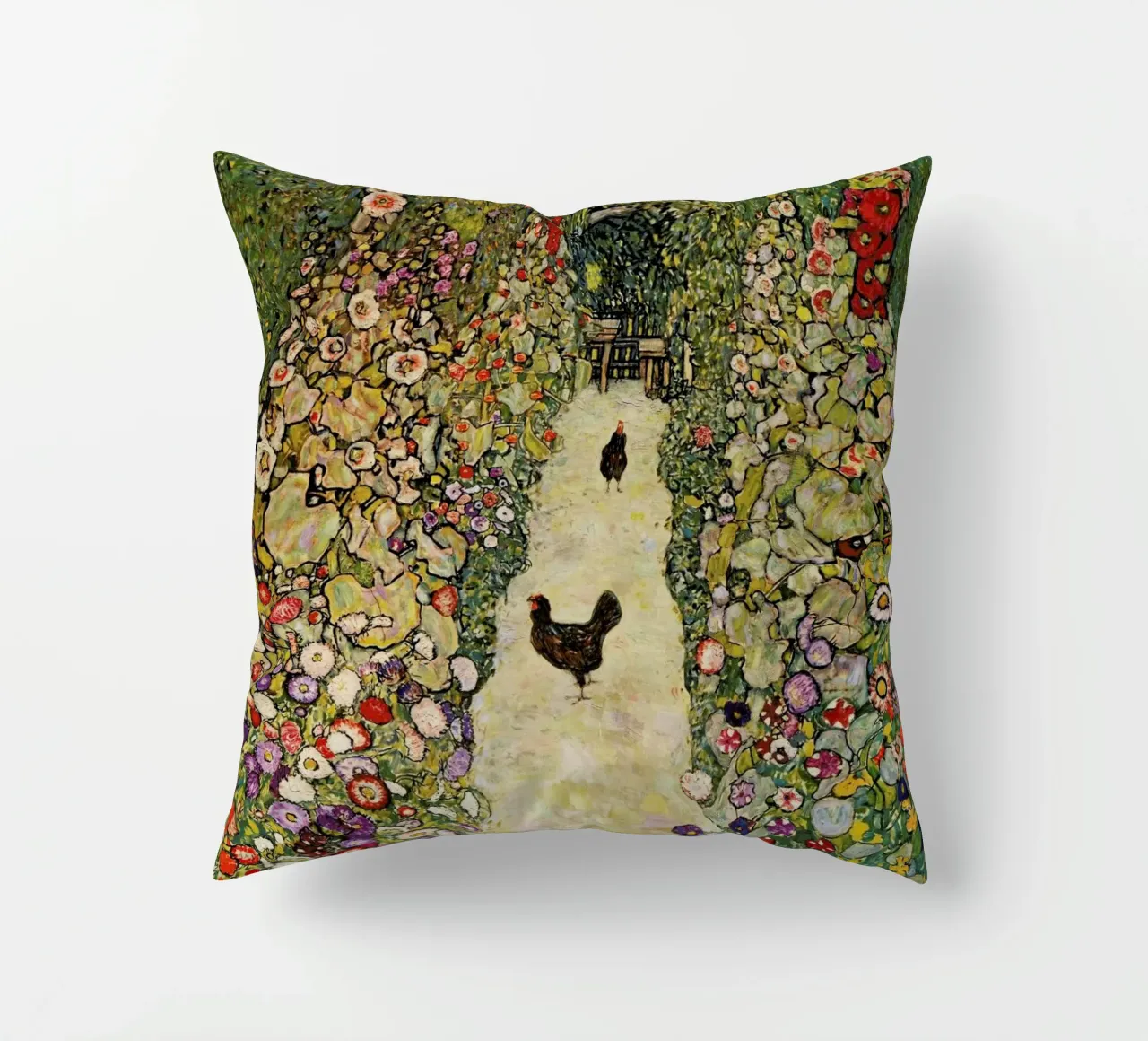 Klimt - Garden Path with Hens cuscino da ARTOTHEK