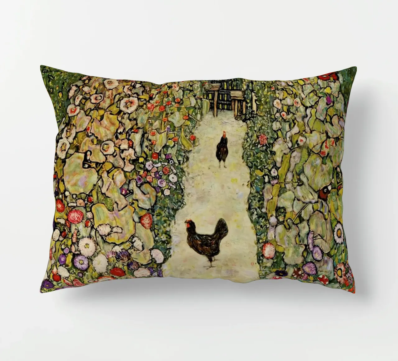 Klimt - Garden Path with Hens cuscino da ARTOTHEK