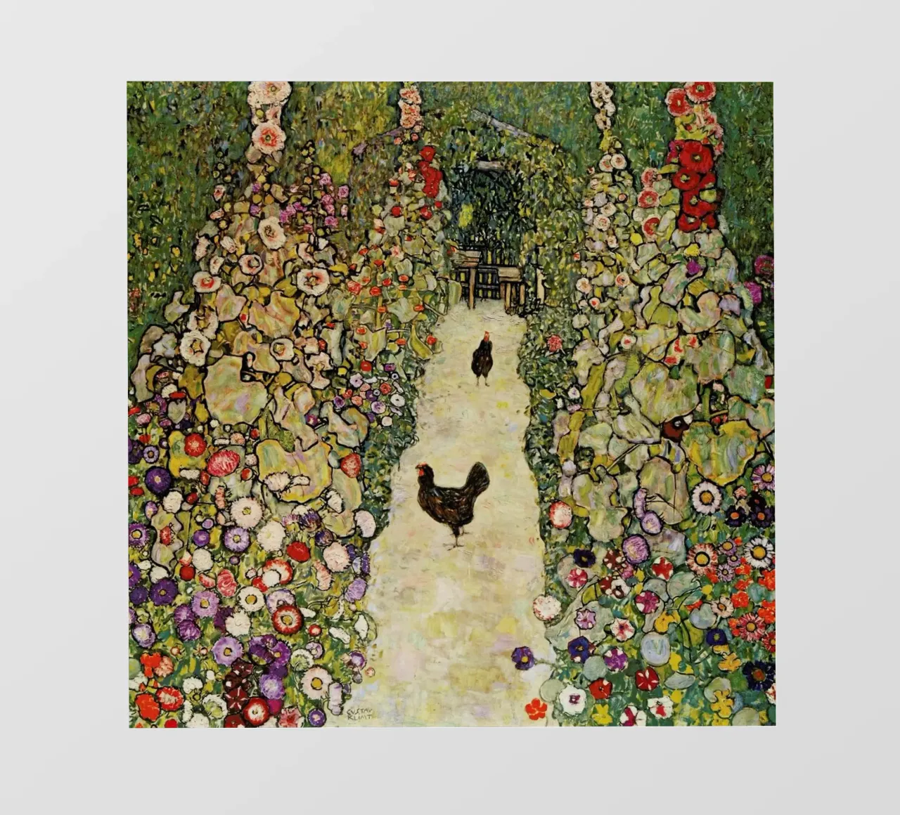 Klimt - Garden Path with Hens telo in pvc da ARTOTHEK