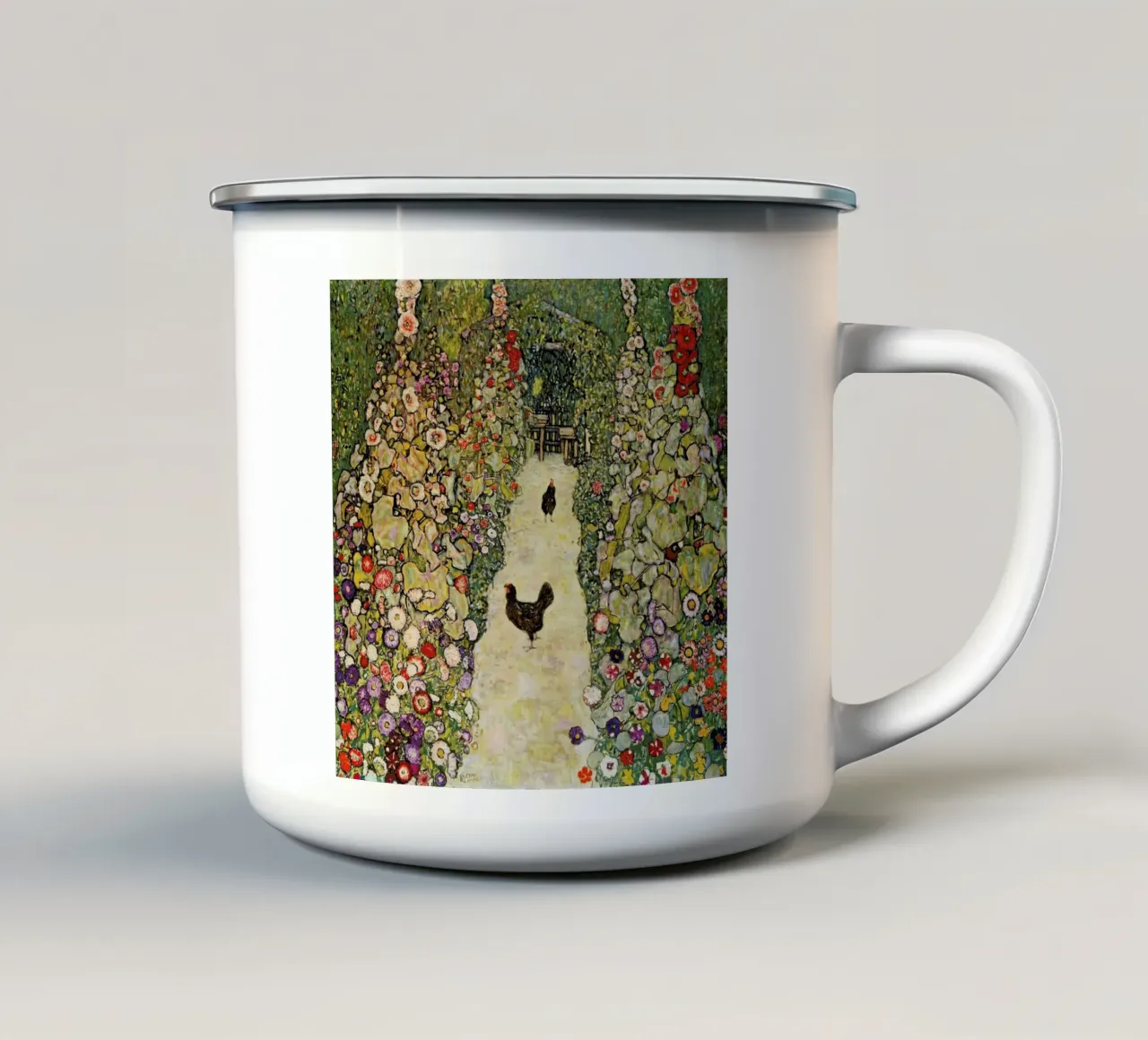 Klimt - Garden Path with Hens tazza in smalto da ARTOTHEK