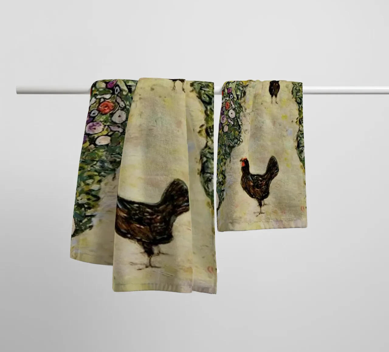 Klimt - Garden Path with Hens asciugamano da bagno da ARTOTHEK