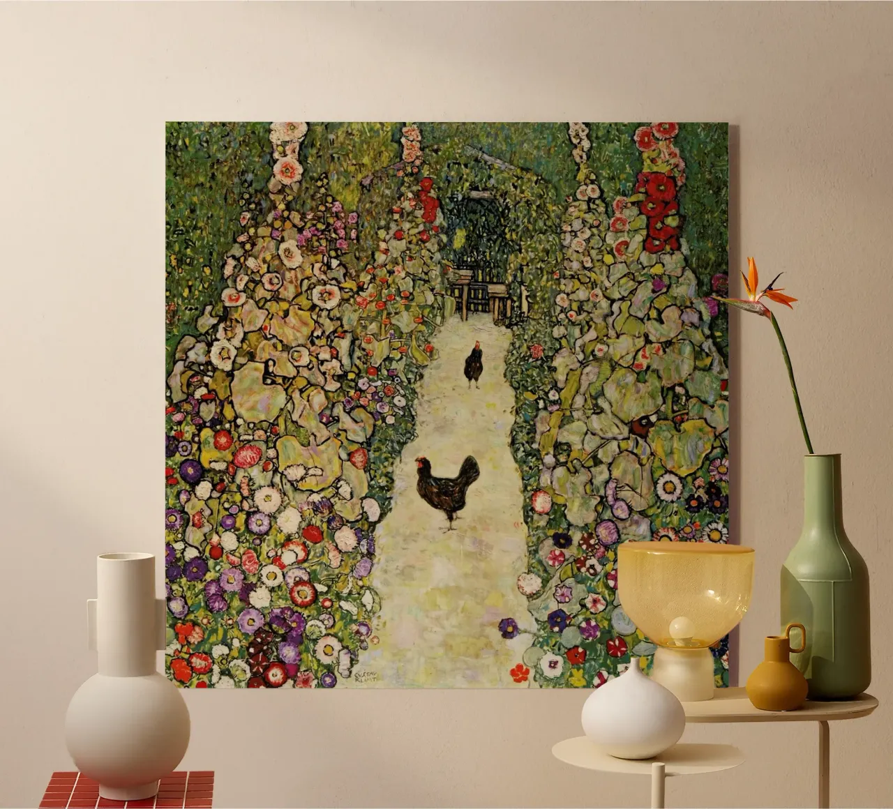 Klimt - Garden Path with Hens plexiglass da ARTOTHEK