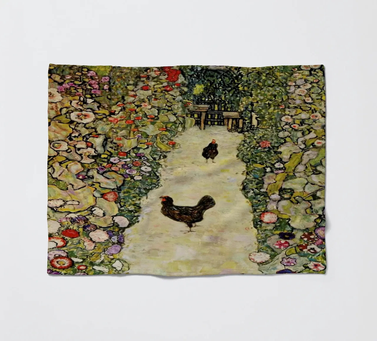 Klimt - Garden Path with Hens coperta in pile da ARTOTHEK