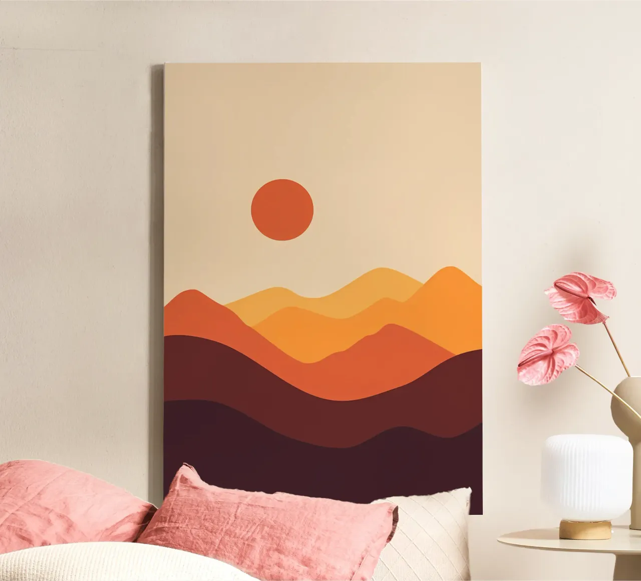 sunset on desert mountain canvas with Floater frame by James M Coyle