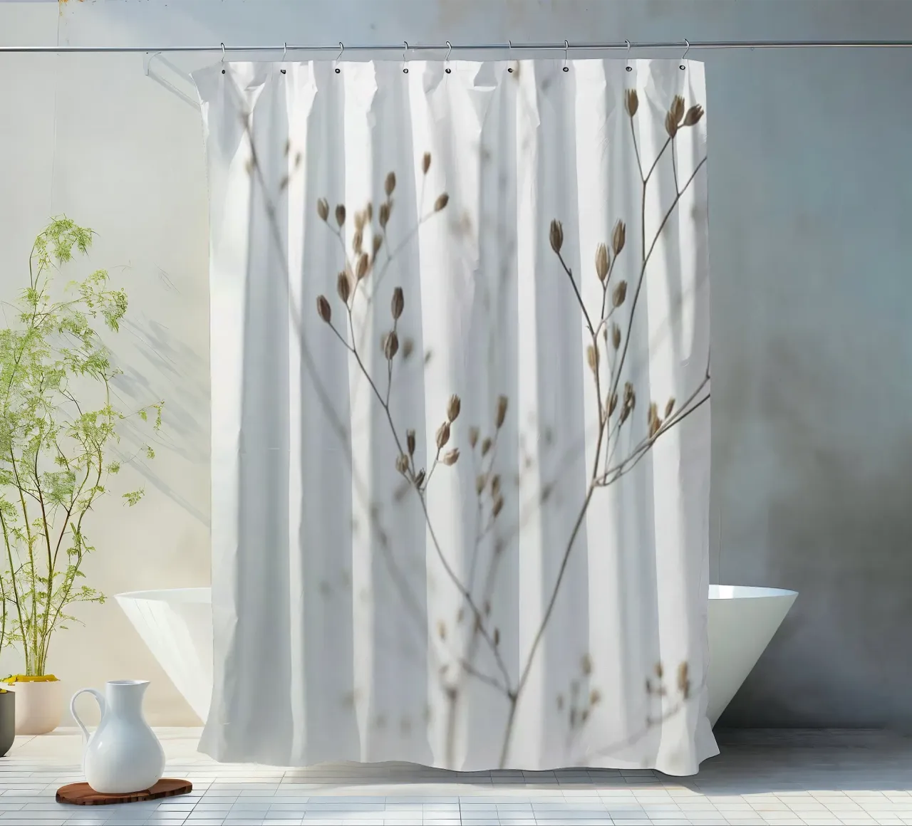 Wild Flower Natural Beige 1 rideau de douche de Monika Strigel