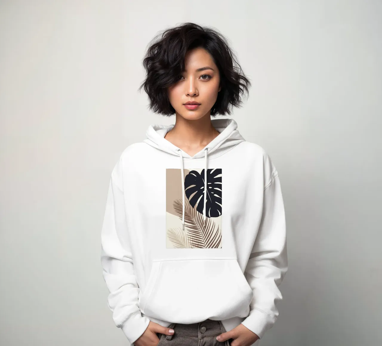 Monstera minimale Palm 8 felpa con cappuccio da Rebecca Clark Wyrick
