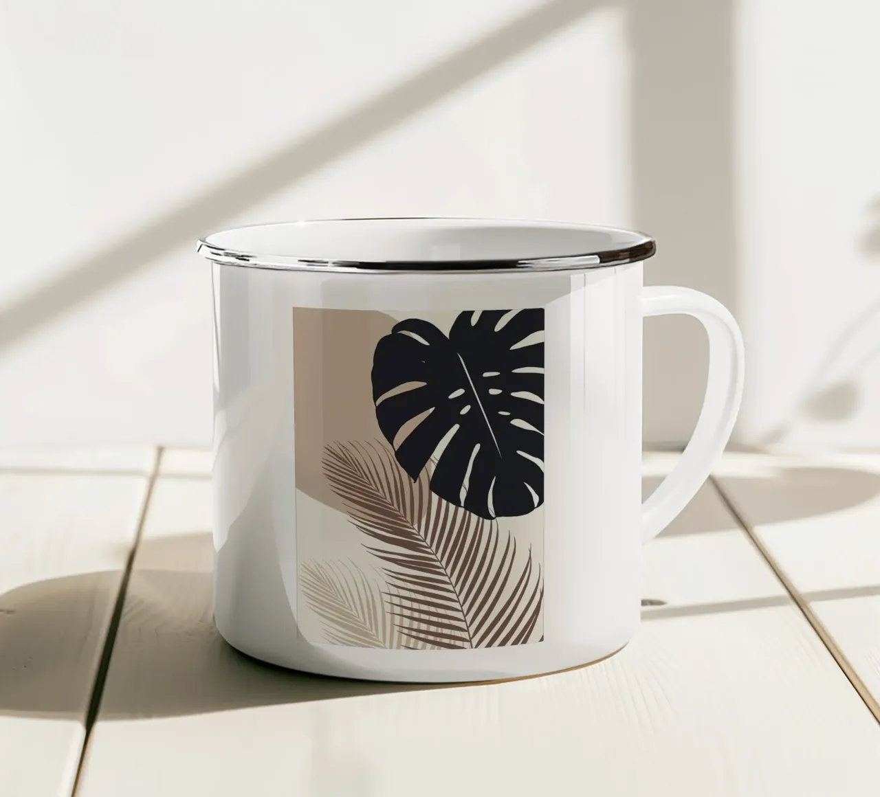 Monstera minimale Palm 8 tazza in smalto da Rebecca Clark Wyrick