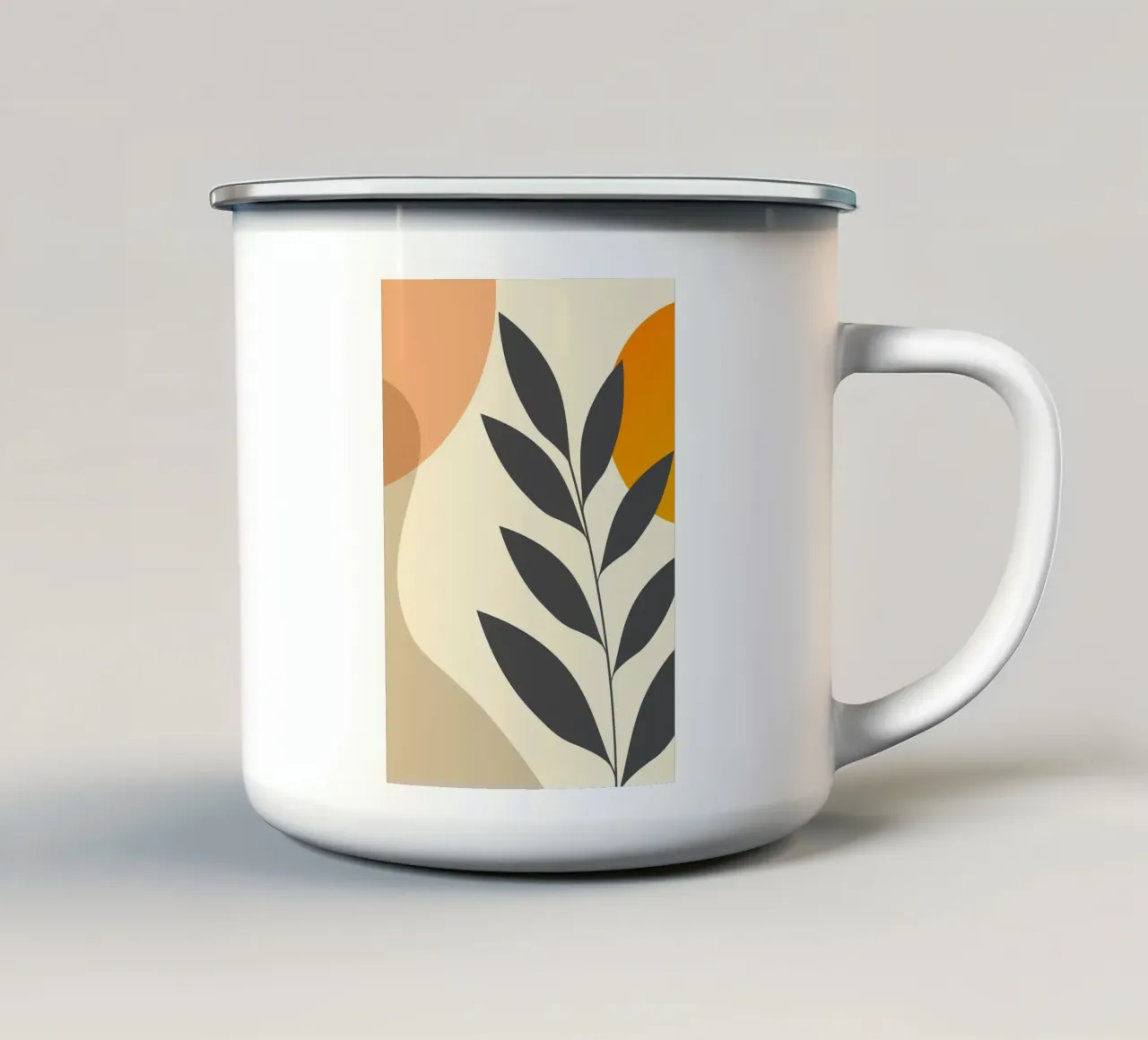 Sole con foglie tropicali tazza in smalto da Rebecca Clark Wyrick