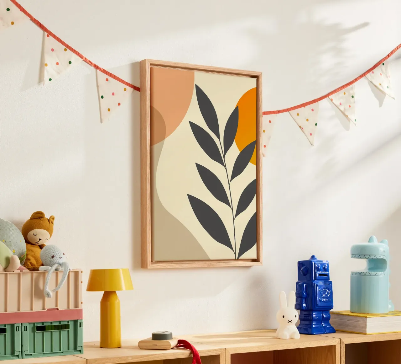 Sun with Tropical leaves canvas by Rebecca Clark Wyrick