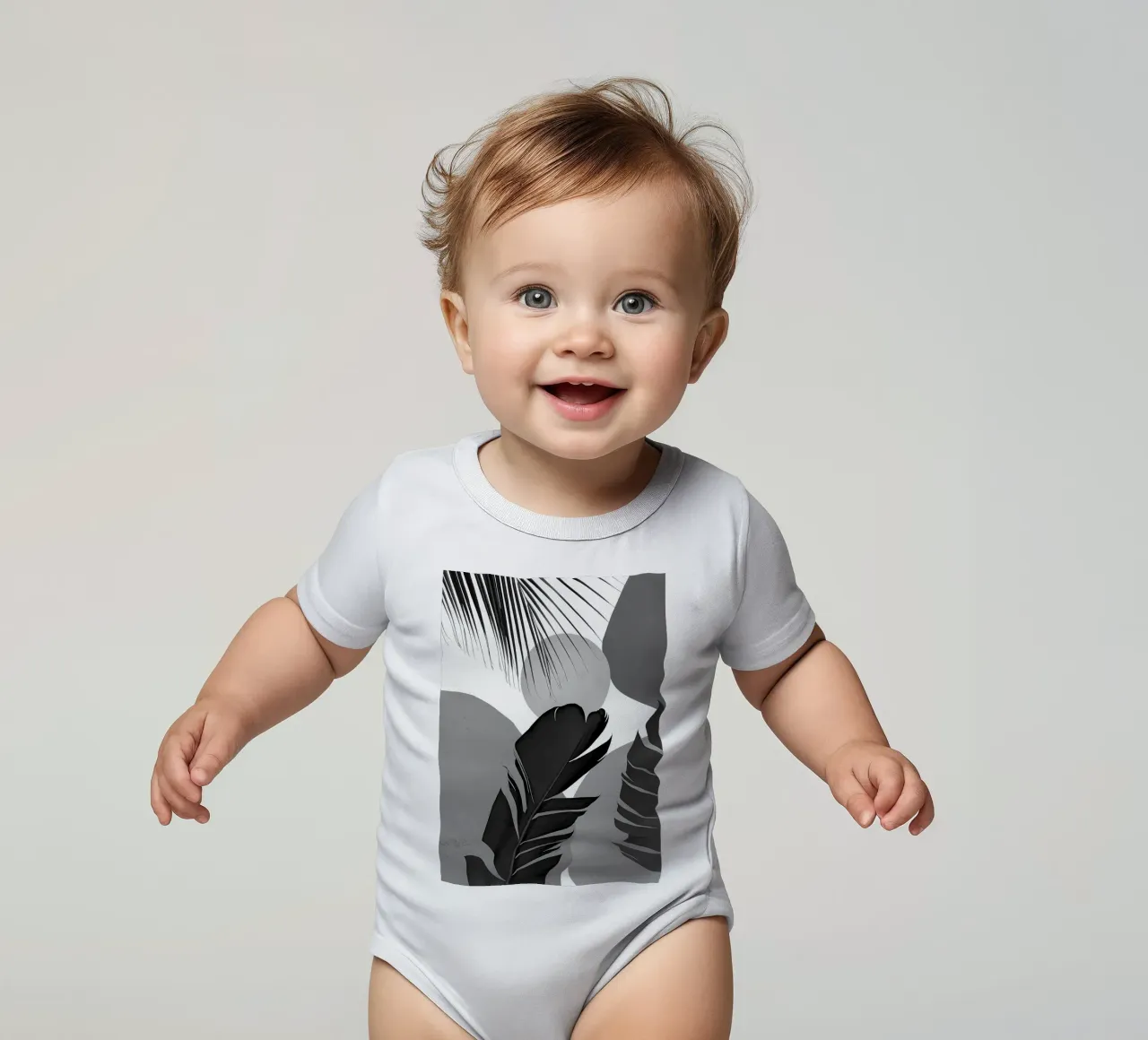 Abstract Banana Palm 3 short-sleeve baby romper by Rebecca Clark Wyrick