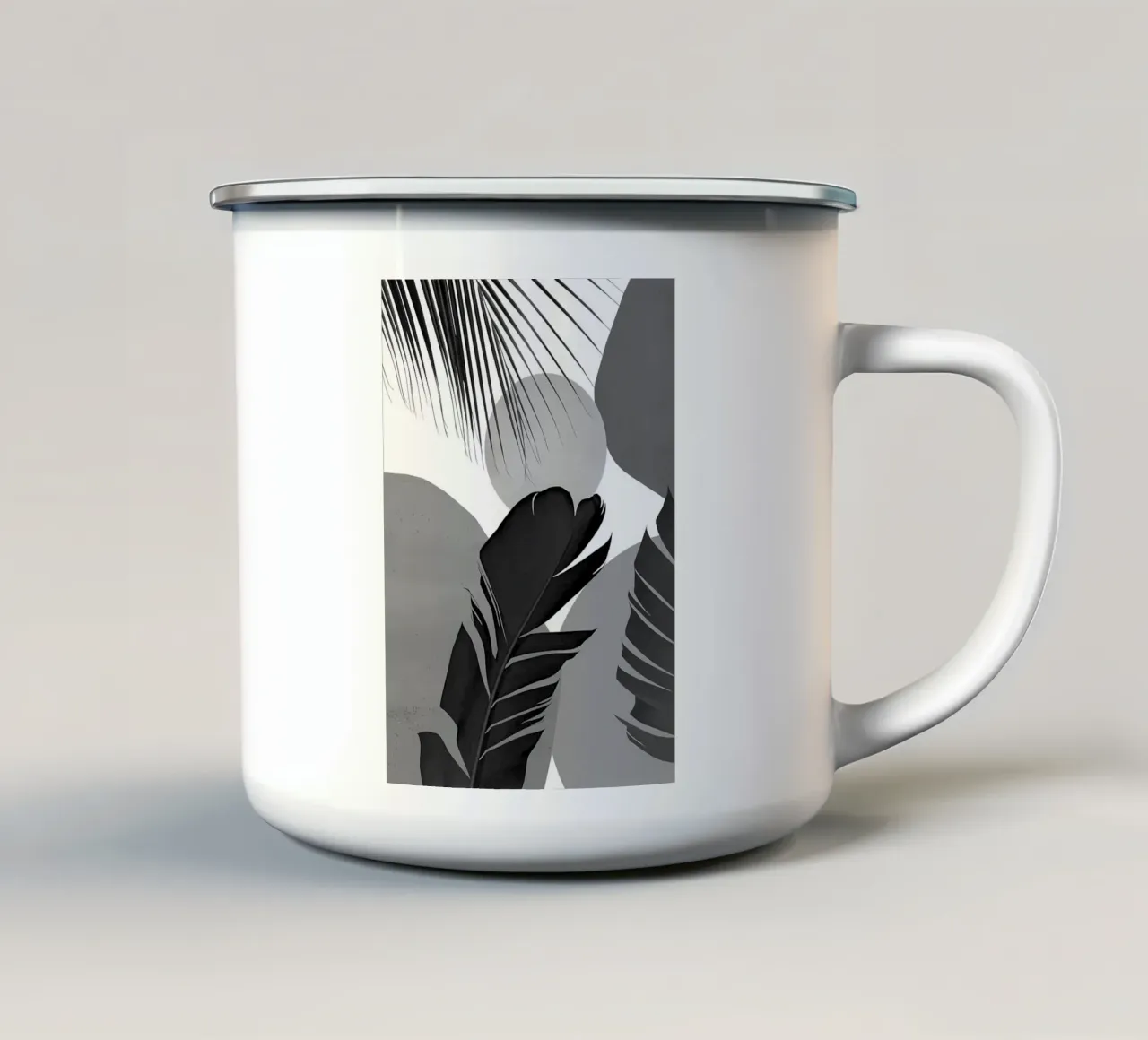 Palma di banana astratta 3 tazza in smalto da Rebecca Clark Wyrick