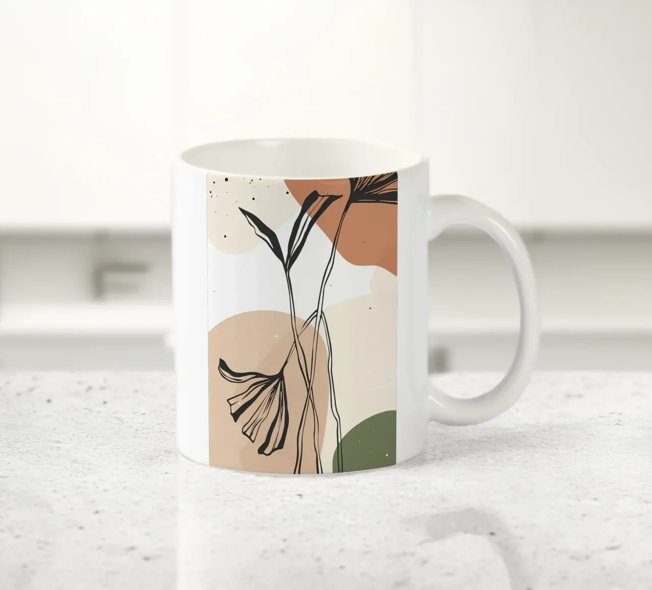 Foglia d'albero tropicale astratta tazza in ceramica da Rebecca Clark Wyrick