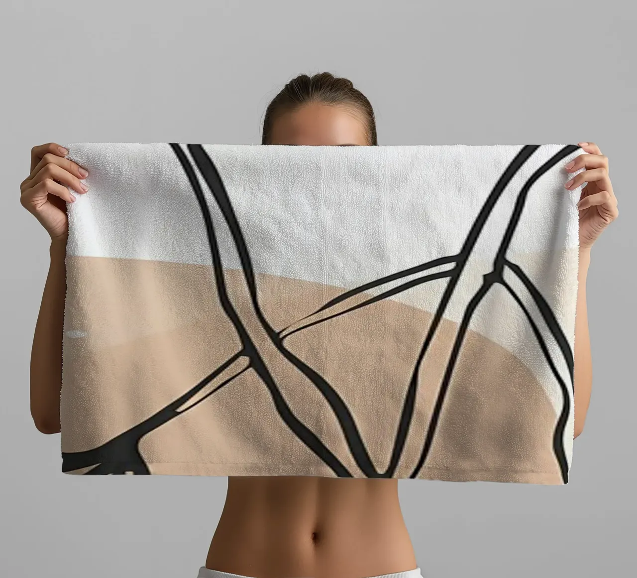 Abstract tropical treeleaf towel by Rebecca Clark Wyrick