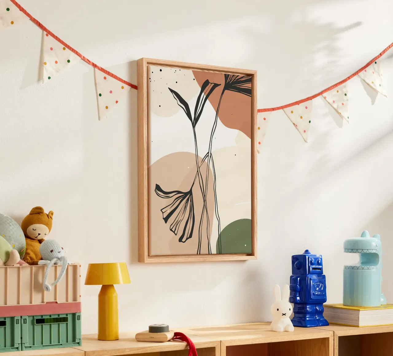 Abstract tropical treeleaf canvas with Floater frame by Rebecca Clark Wyrick