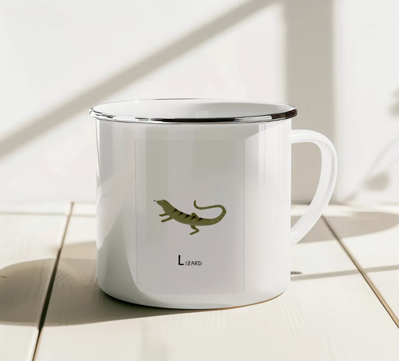 Lizard enamel mug by Little Flourishes
