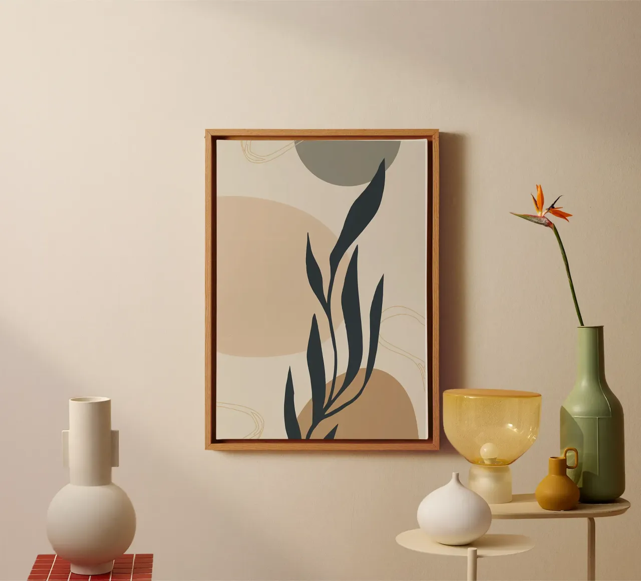Astratto botanico verde tela con Cornice a cassetta da Rebecca Clark Wyrick
