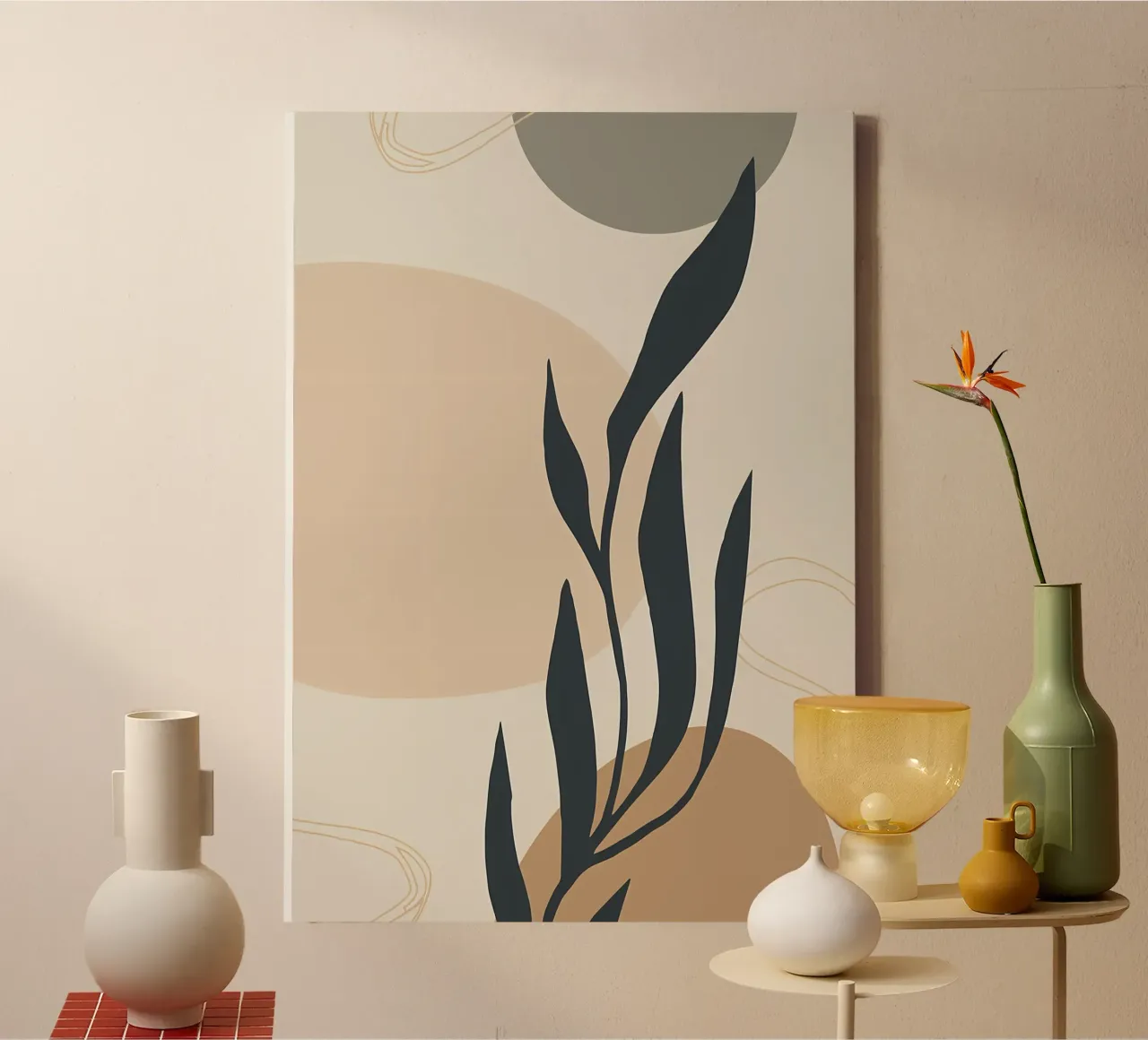 Astratto botanico verde tela con Cornice a cassetta da Rebecca Clark Wyrick