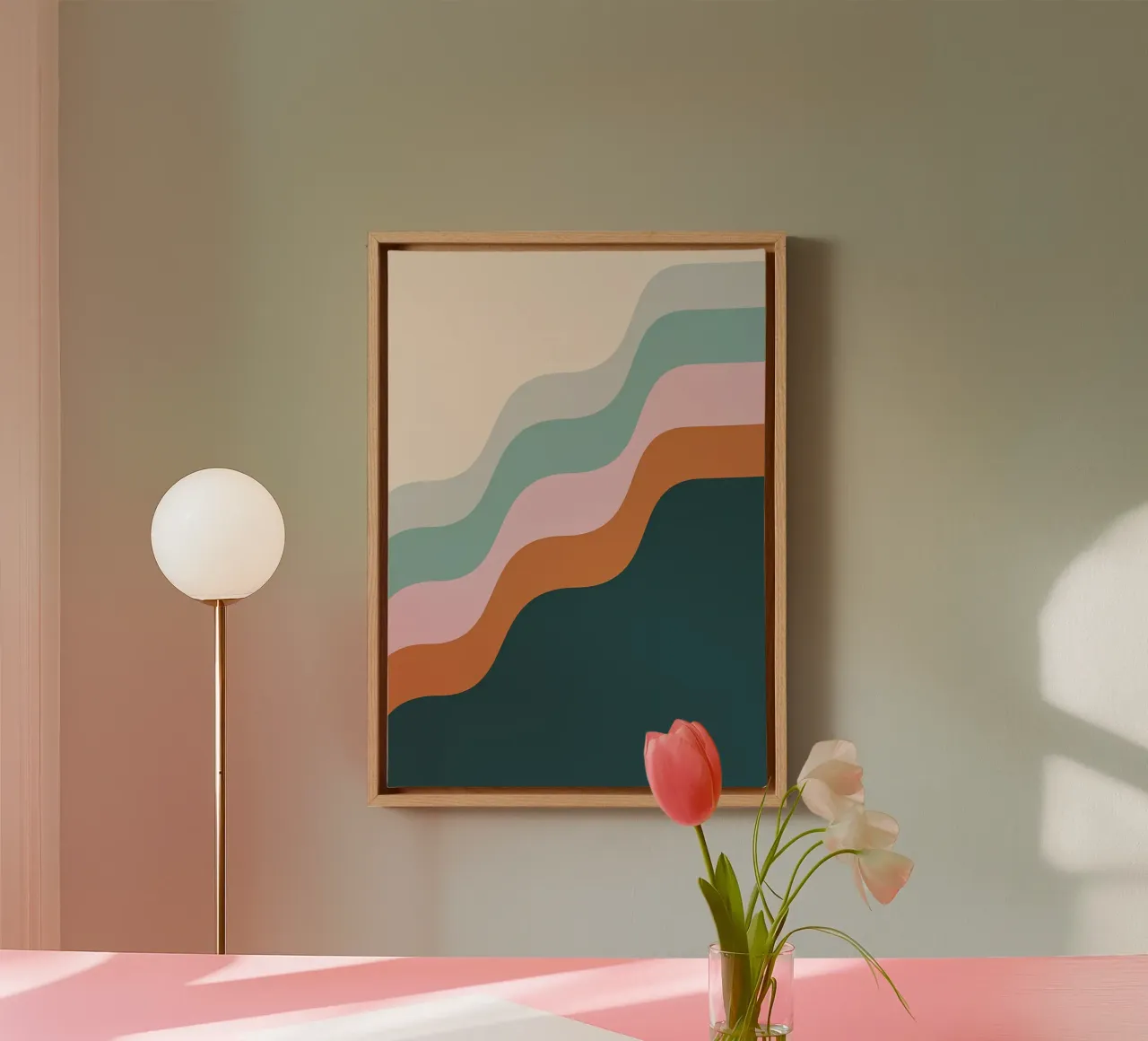 Serene golven canvas met Baklijst van James M Coyle