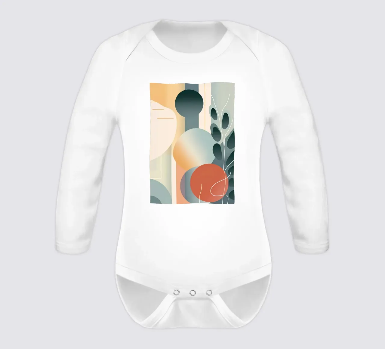 Abstract Circle Flower Art long-sleeve baby romper by Rebecca Clark Wyrick
