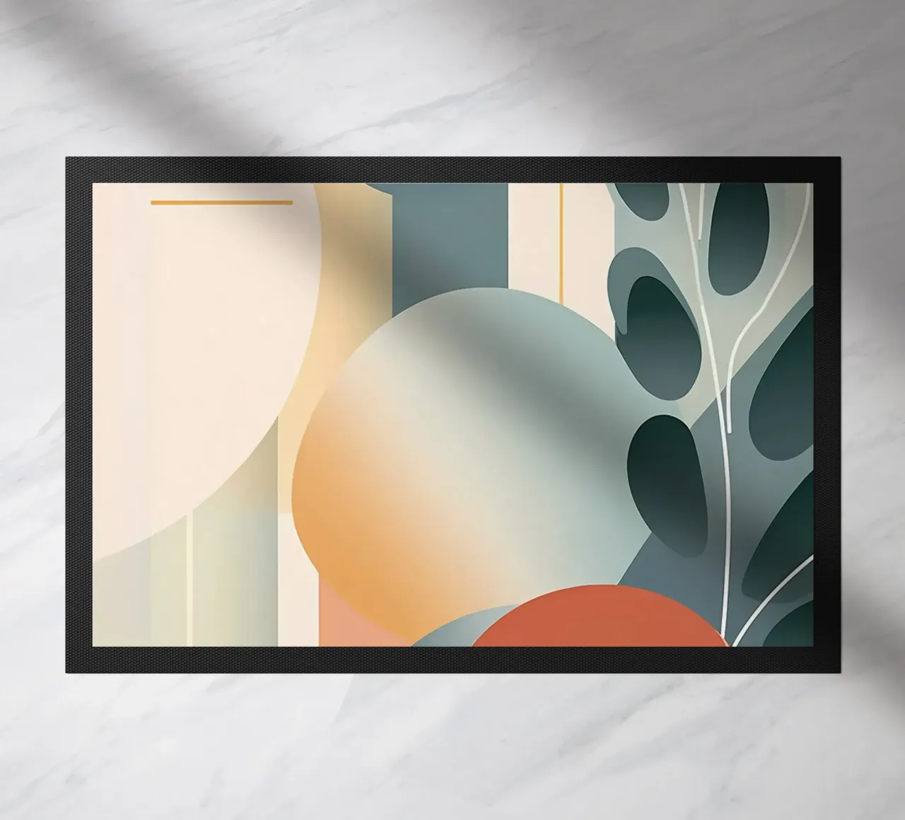 Abstract Circle Flower Art doormat by Rebecca Clark Wyrick