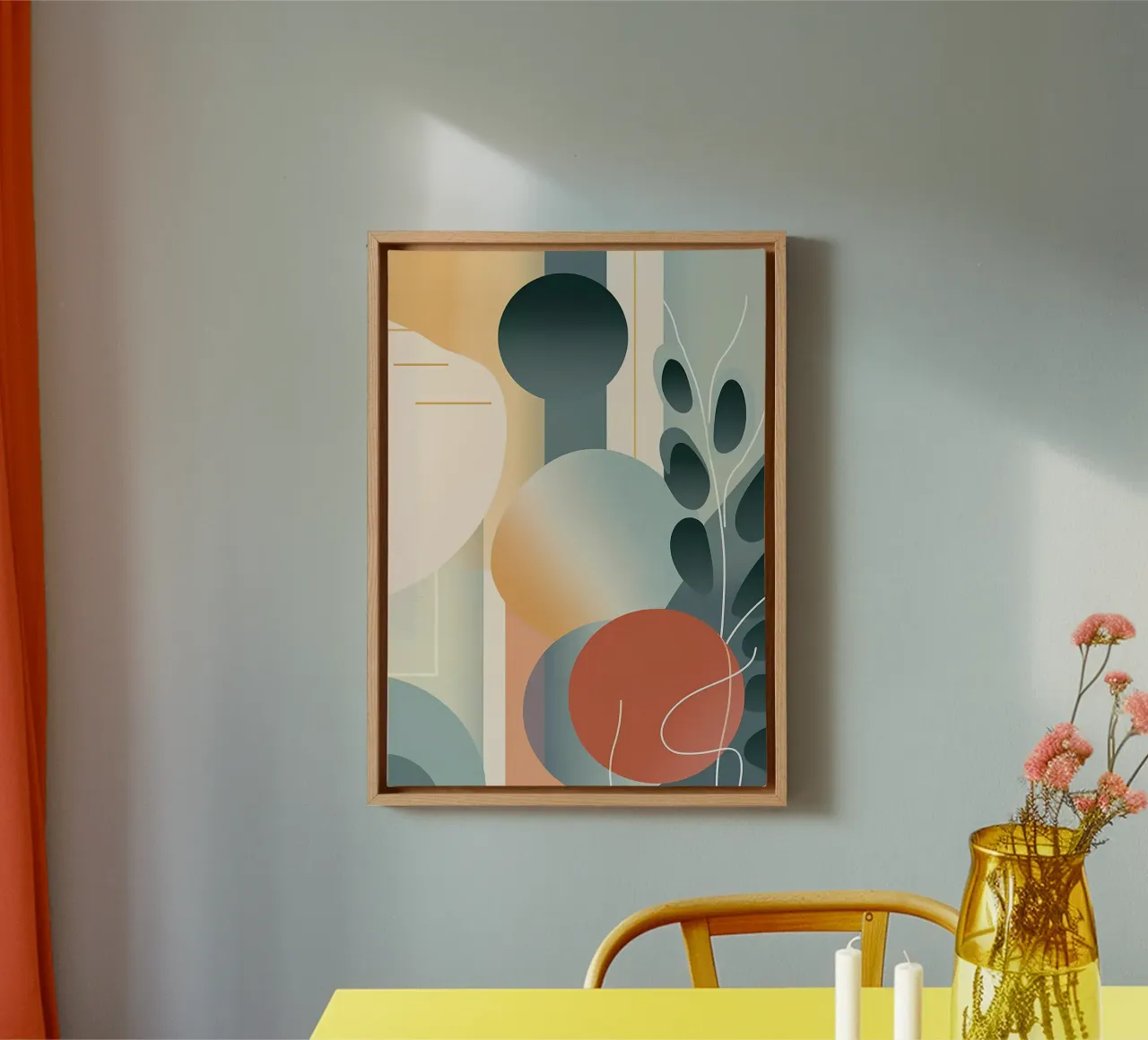 Abstracte cirkel bloem kunst canvas met Baklijst van Rebecca Clark Wyrick