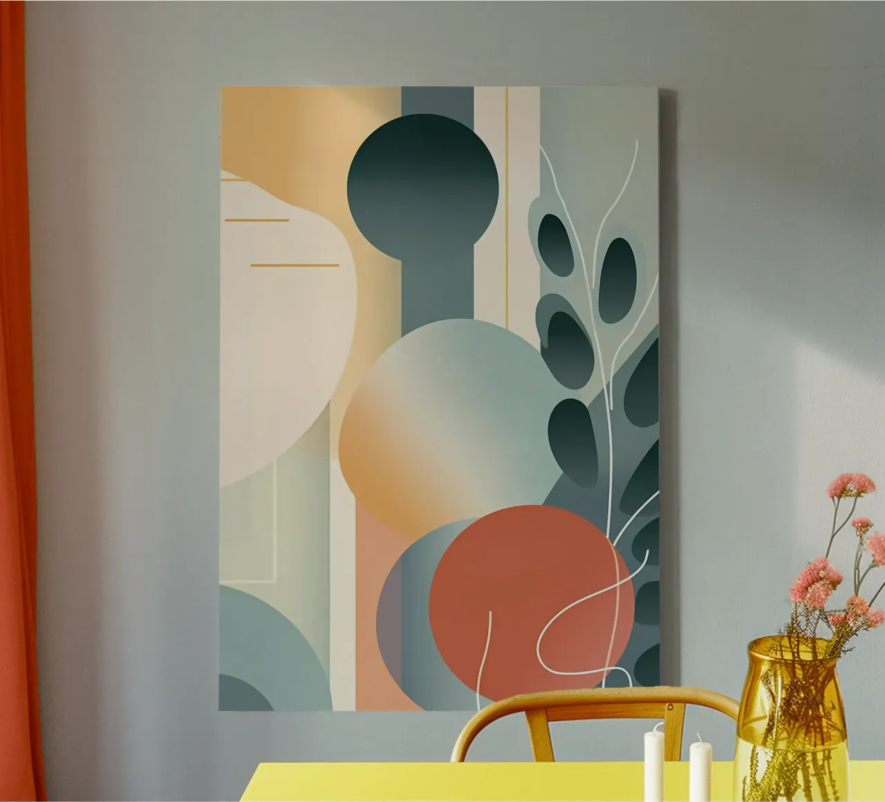 Abstracte cirkel bloem kunst canvas met Baklijst van Rebecca Clark Wyrick