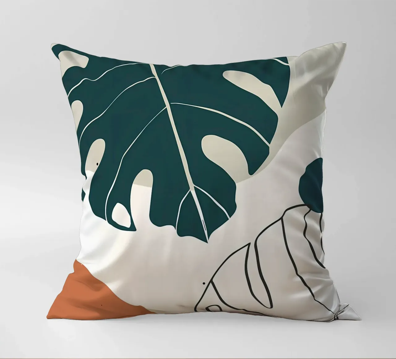 Botanical tropical minimal decorative cushion by Rebecca Clark Wyrick
