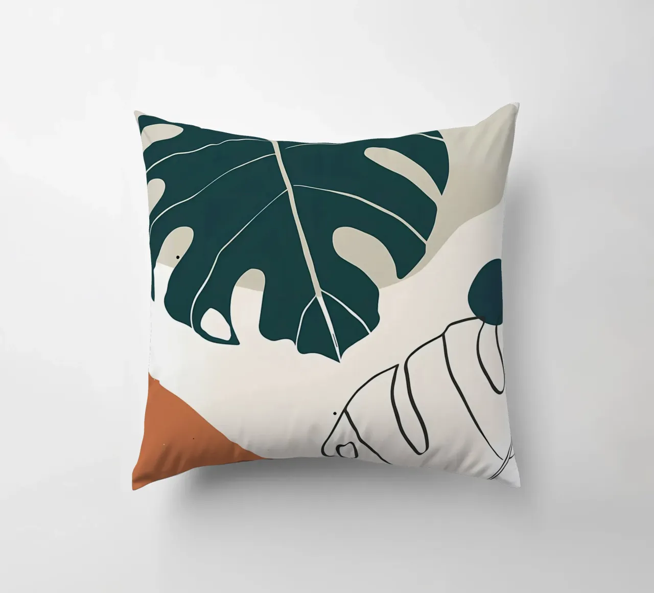 Botanical tropical minimal decorative cushion by Rebecca Clark Wyrick
