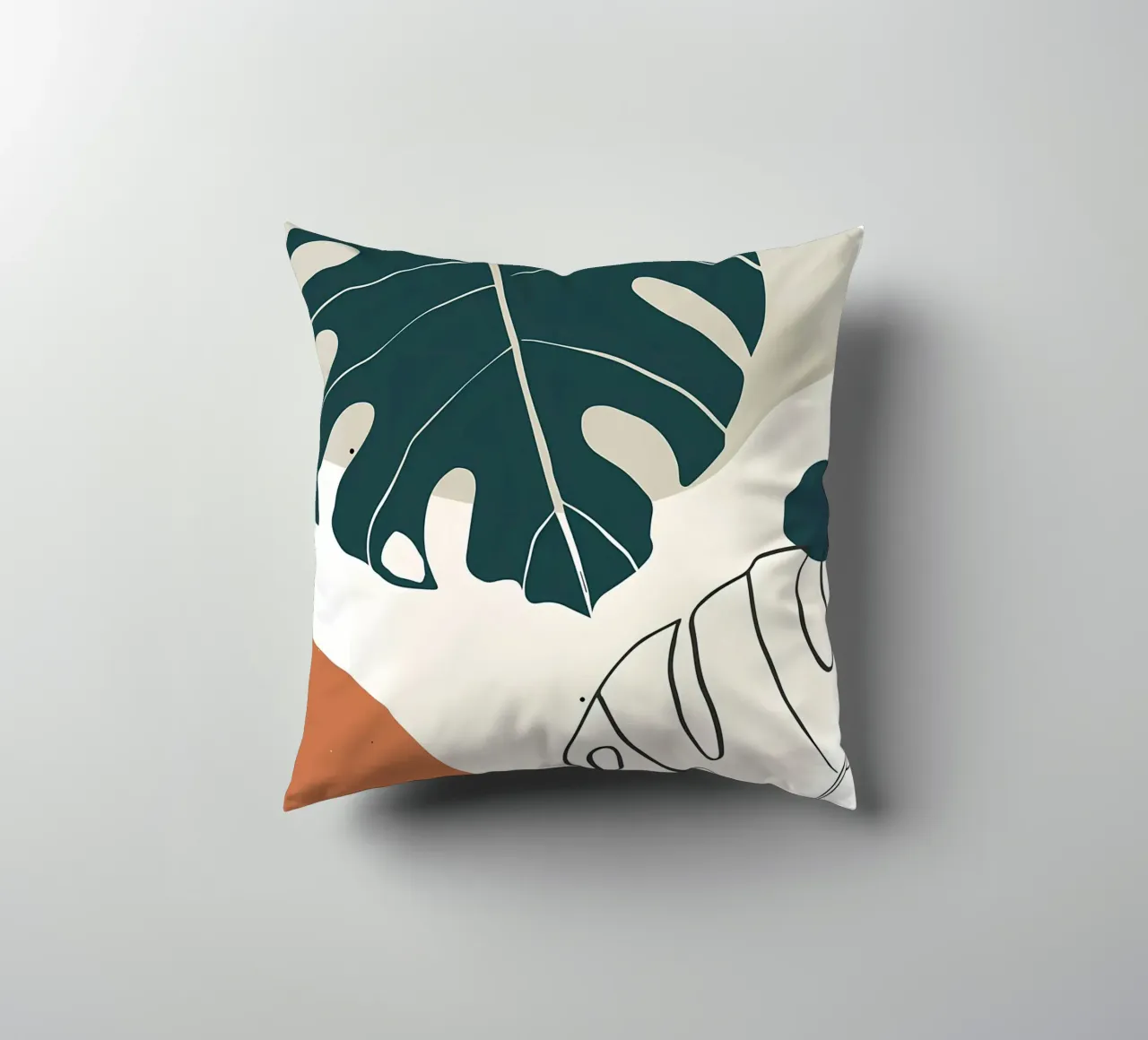 Botanical tropical minimal decorative cushion by Rebecca Clark Wyrick