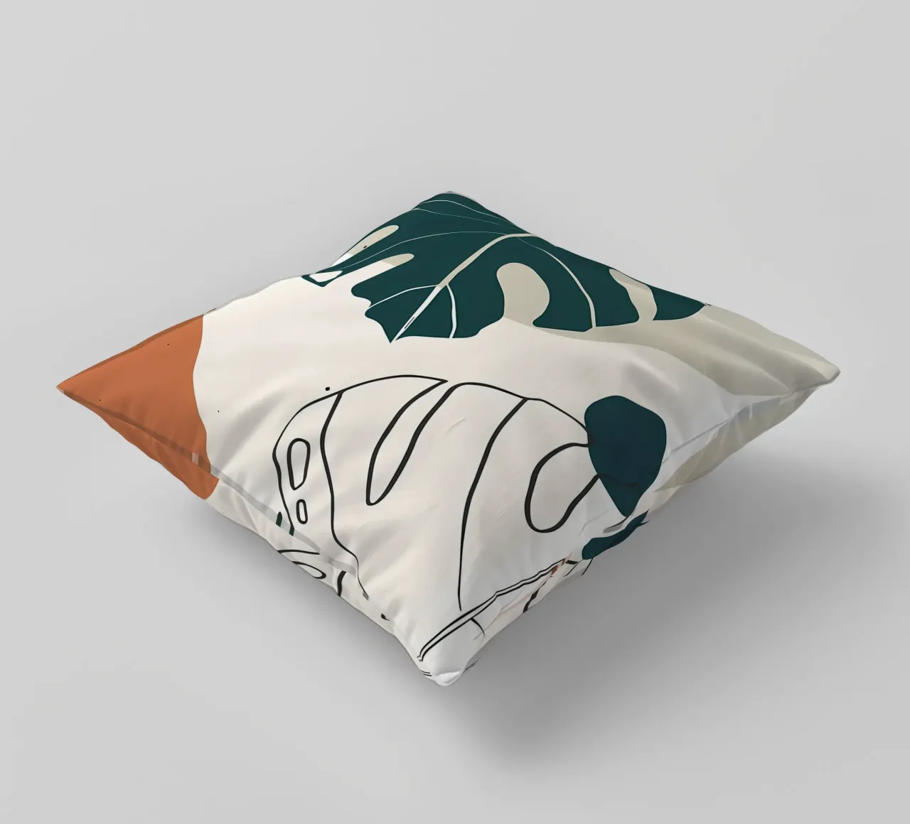 Botanical tropical minimal decorative cushion by Rebecca Clark Wyrick