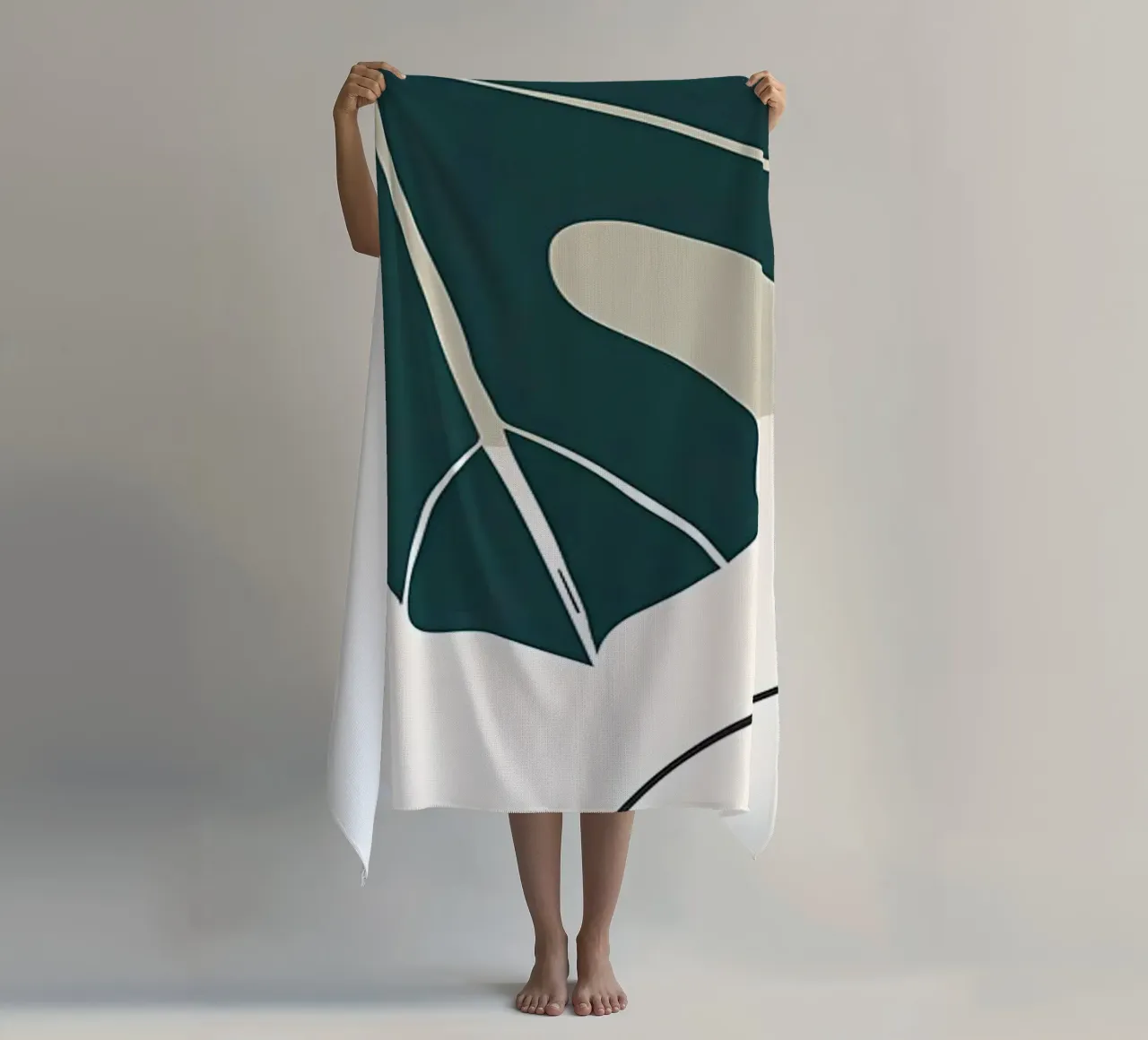 Botanical tropical minimal beach towel by Rebecca Clark Wyrick