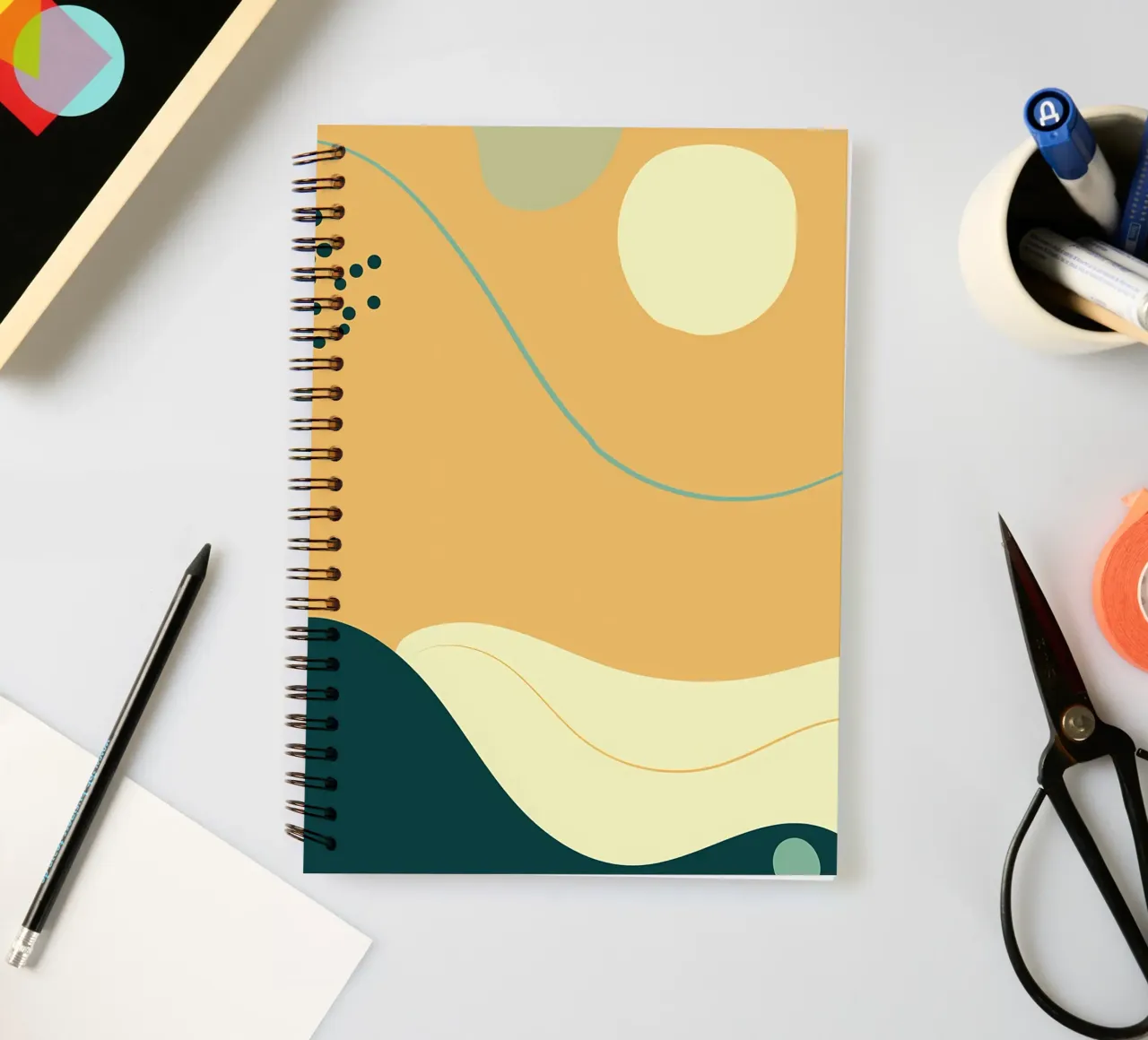 Minimal abstract landscape spiral notebook by Rebecca Clark Wyrick