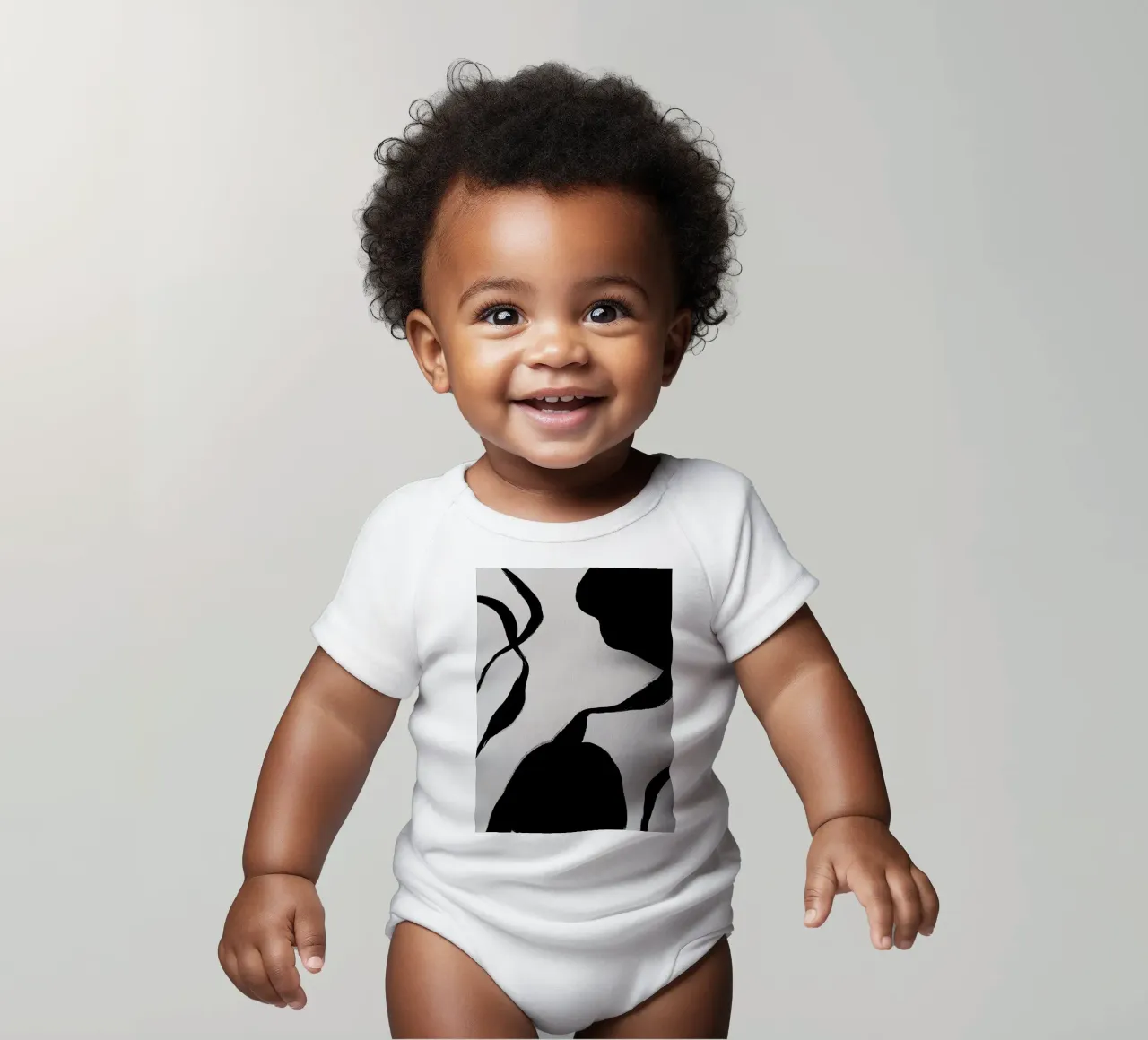 Abstract Sophisticated short-sleeve baby romper by Rebecca Clark Wyrick